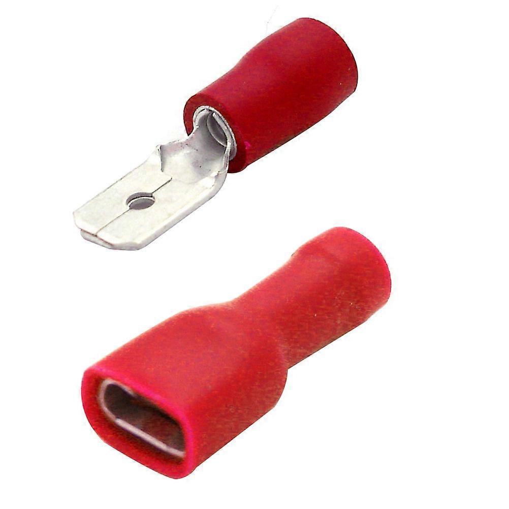Spade Wire Crimp Terminal Insulated Terminal Connector Electricians Marine Applications Red 2 * 7 * 0.3cm (L * W * H) Sealing 100Pcs