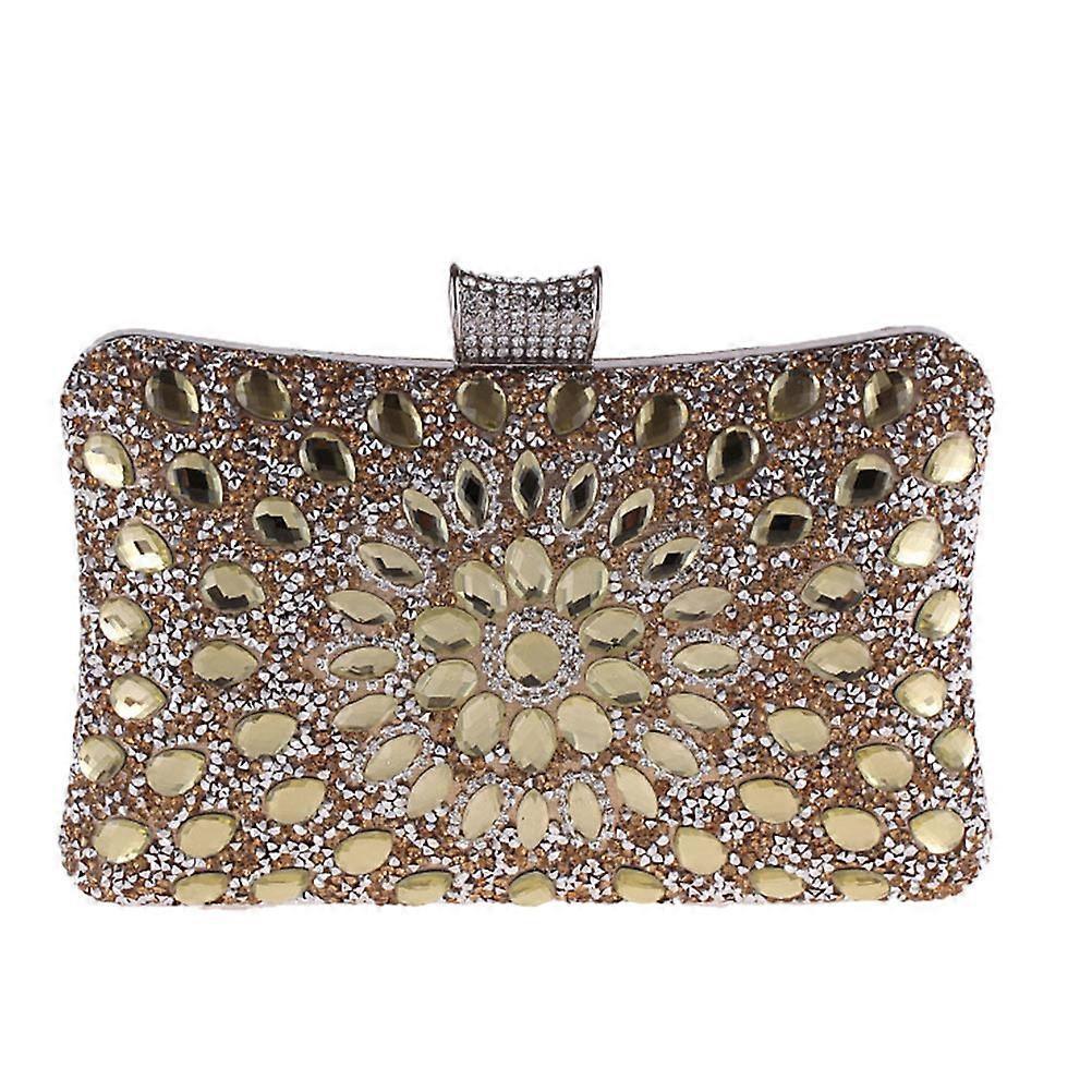 Golden Synthetic Clutch Bag for Party Banquet Lightweight Storage 6 Inch