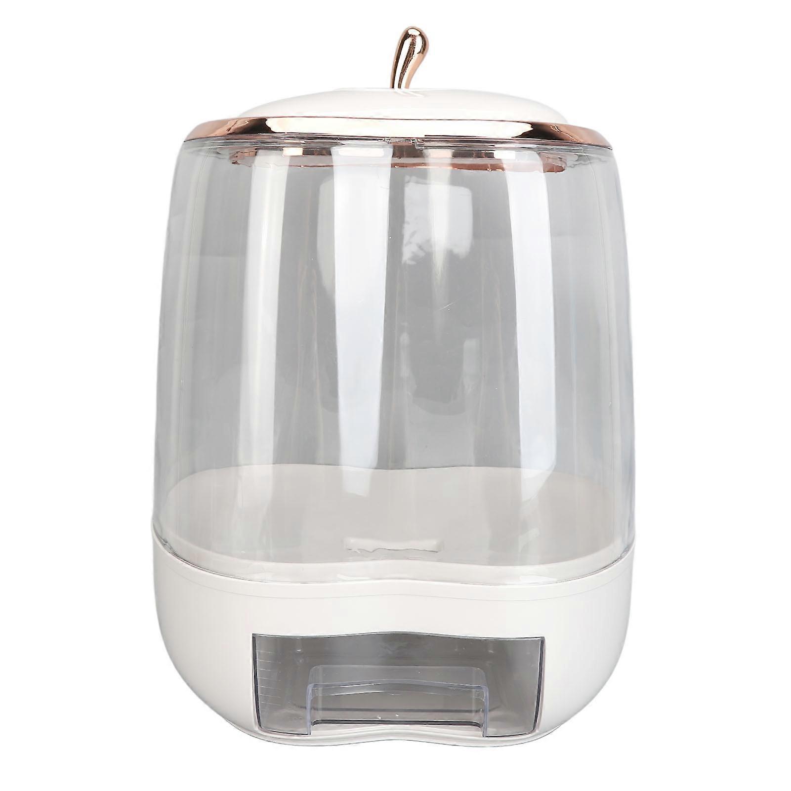 Airtight Rice Container, 10kg Capacity, Dry Food Container, Kitchen Rice Dispenser, Cereal Dispenser Bucket, White