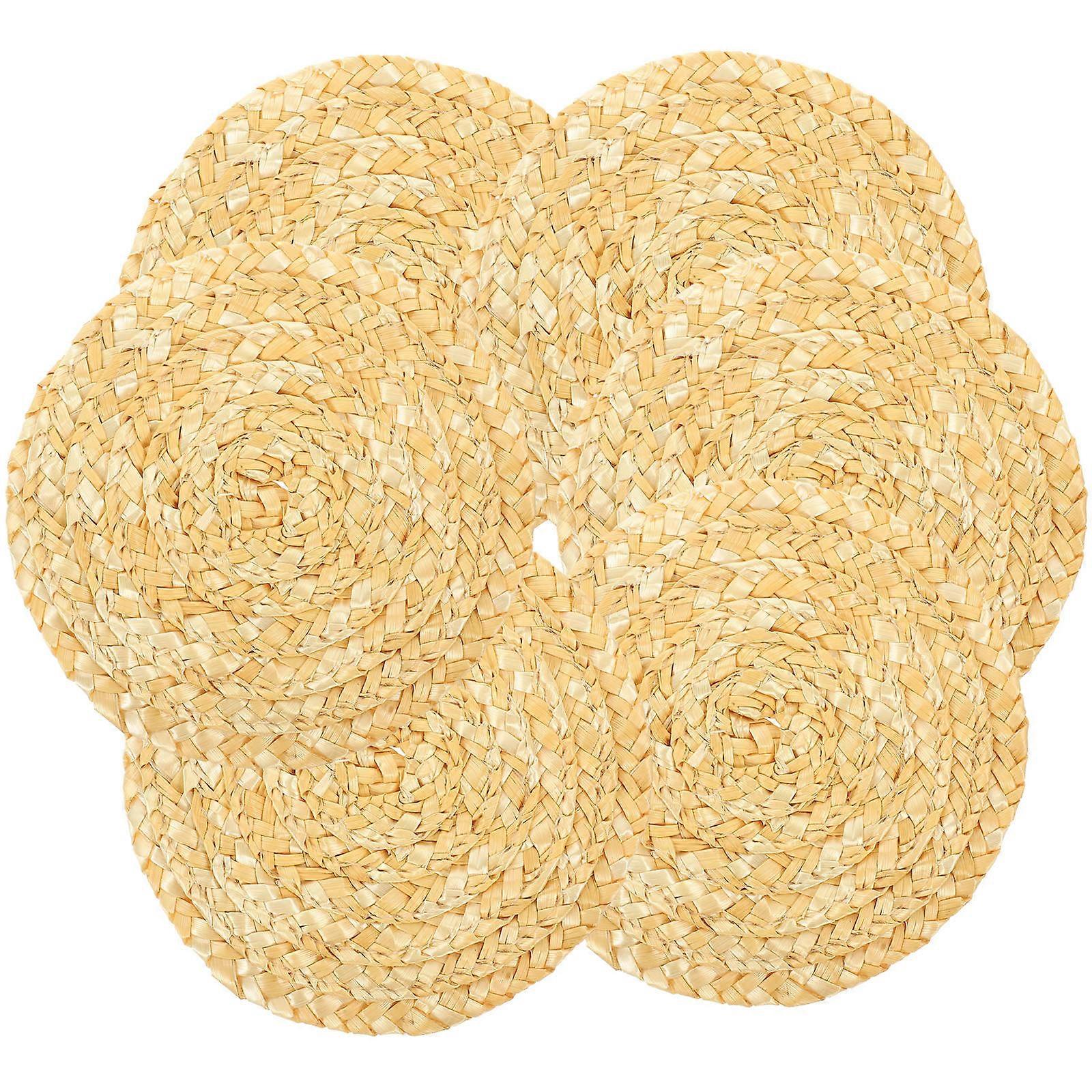 Cup Mat For Table Woven Coasters Non-Slip Home Use 11x11cm Square 6Pcs