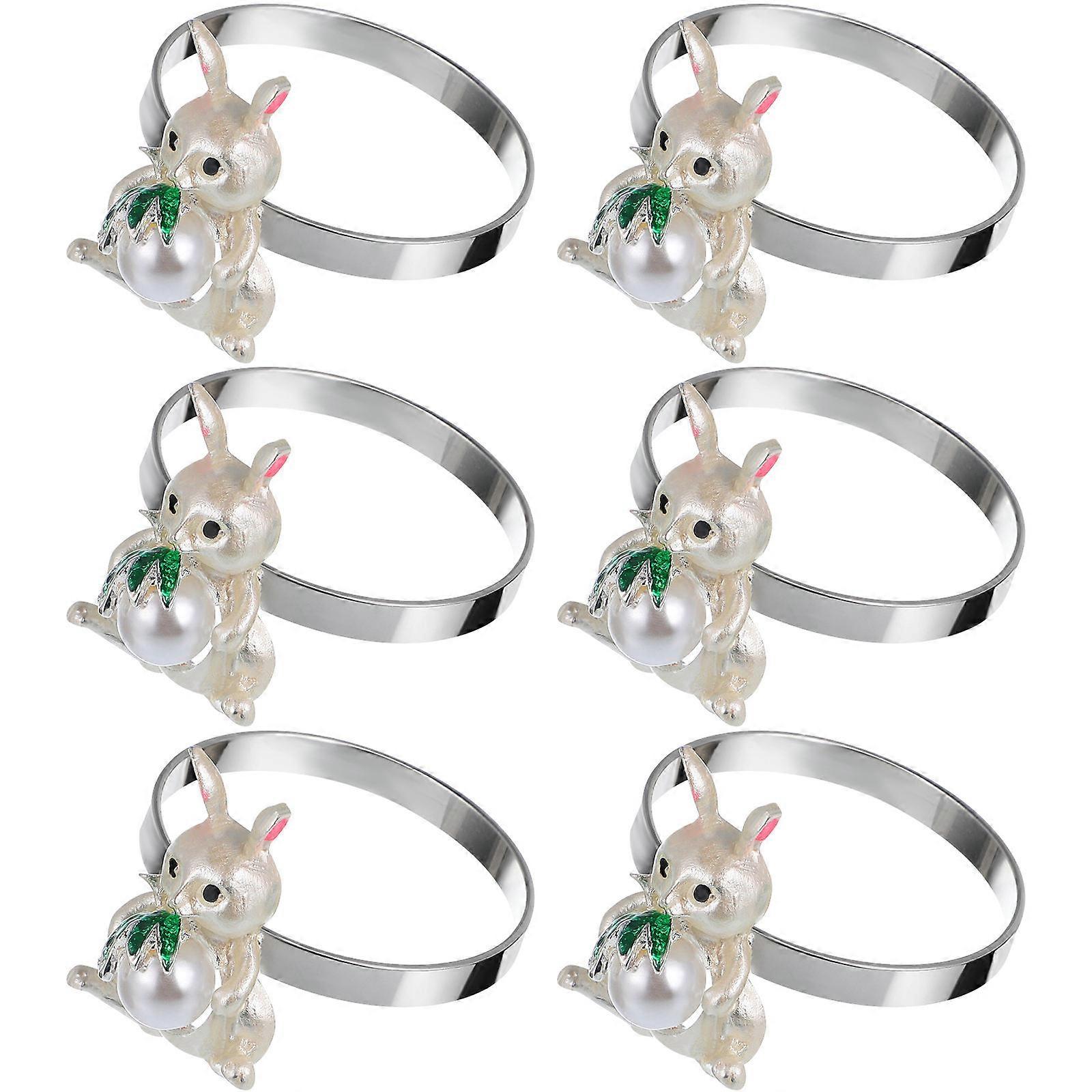 Napkin Buckles Decorative Serviette Ring Rabbit Shape For Parties 6Pcs