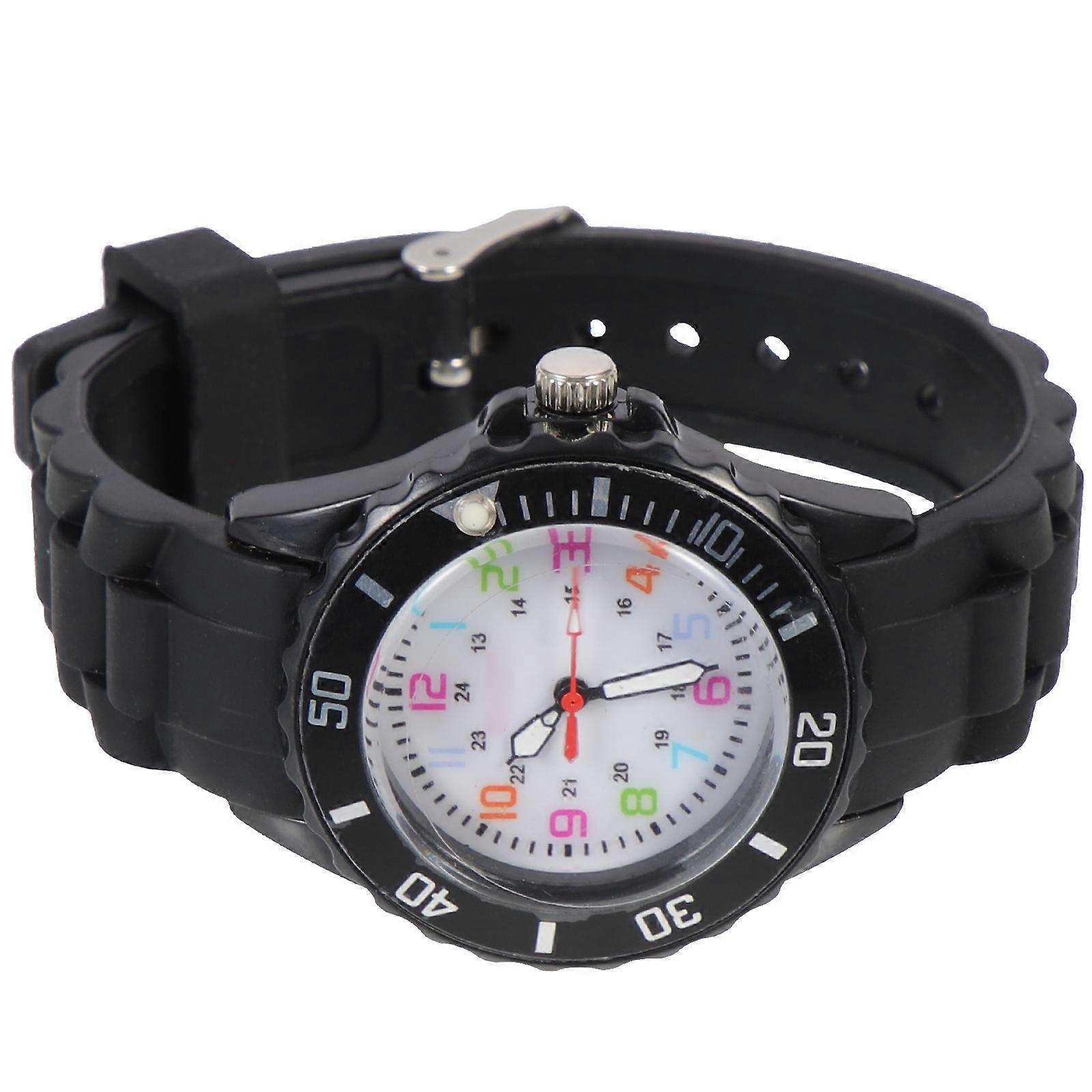 Childrens Watch Decorative Kids Watch Black Round Educational Tool For Learning Time 1Pack