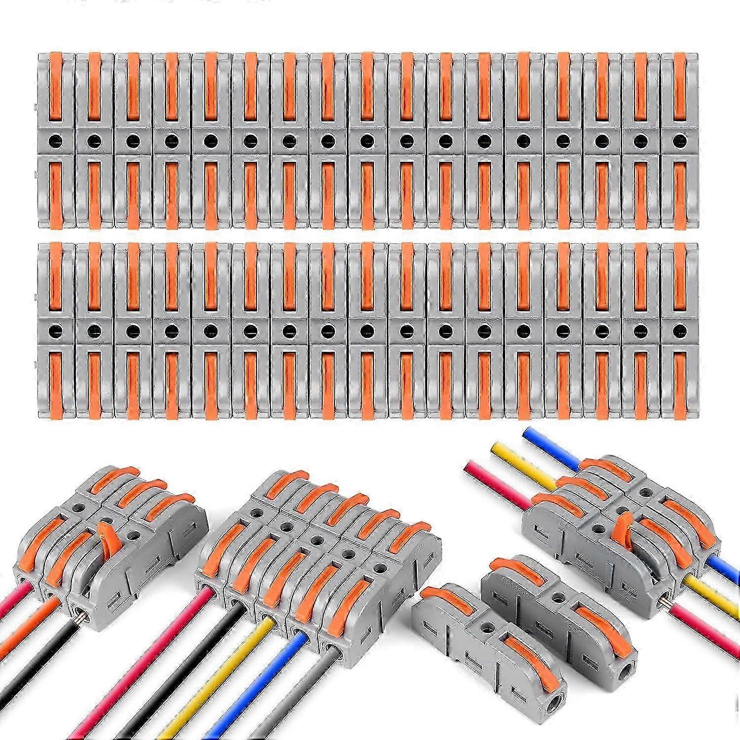 Quick Electrical Connectors with Lever, 34 PCS 1-Wire 2-Entry Quick Connect Terminals, PA/PC Flame 2025