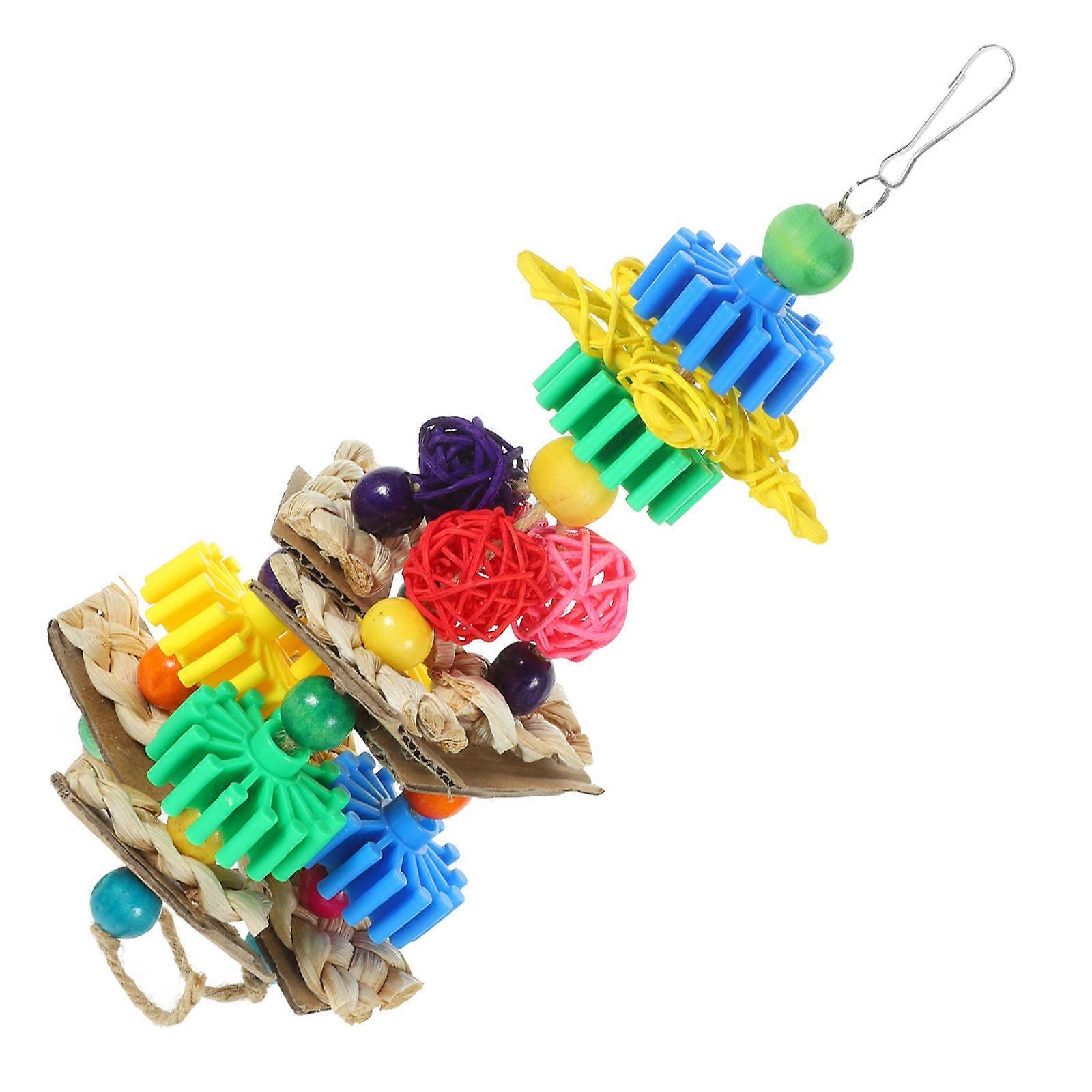 Bird Toy Parrot Toy Natural Parrots Chew Toy Interactive Playthings Round Ball Shape 5.5×4.3×11.4in 1 Set
