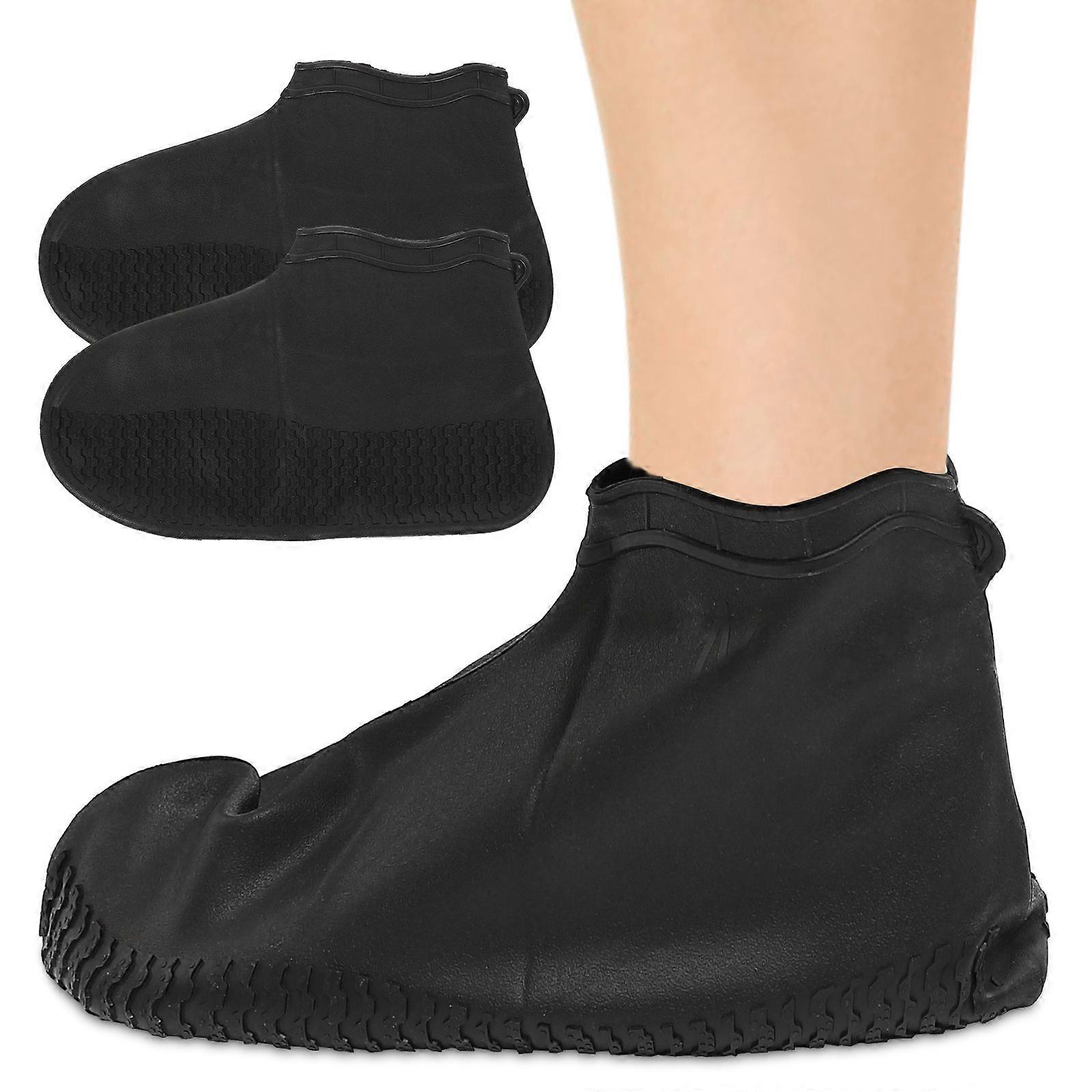 Waterproof Shoes Cover Elastic Shoe Protector Silicone Reusable Overshoes for Men Black 1Pair