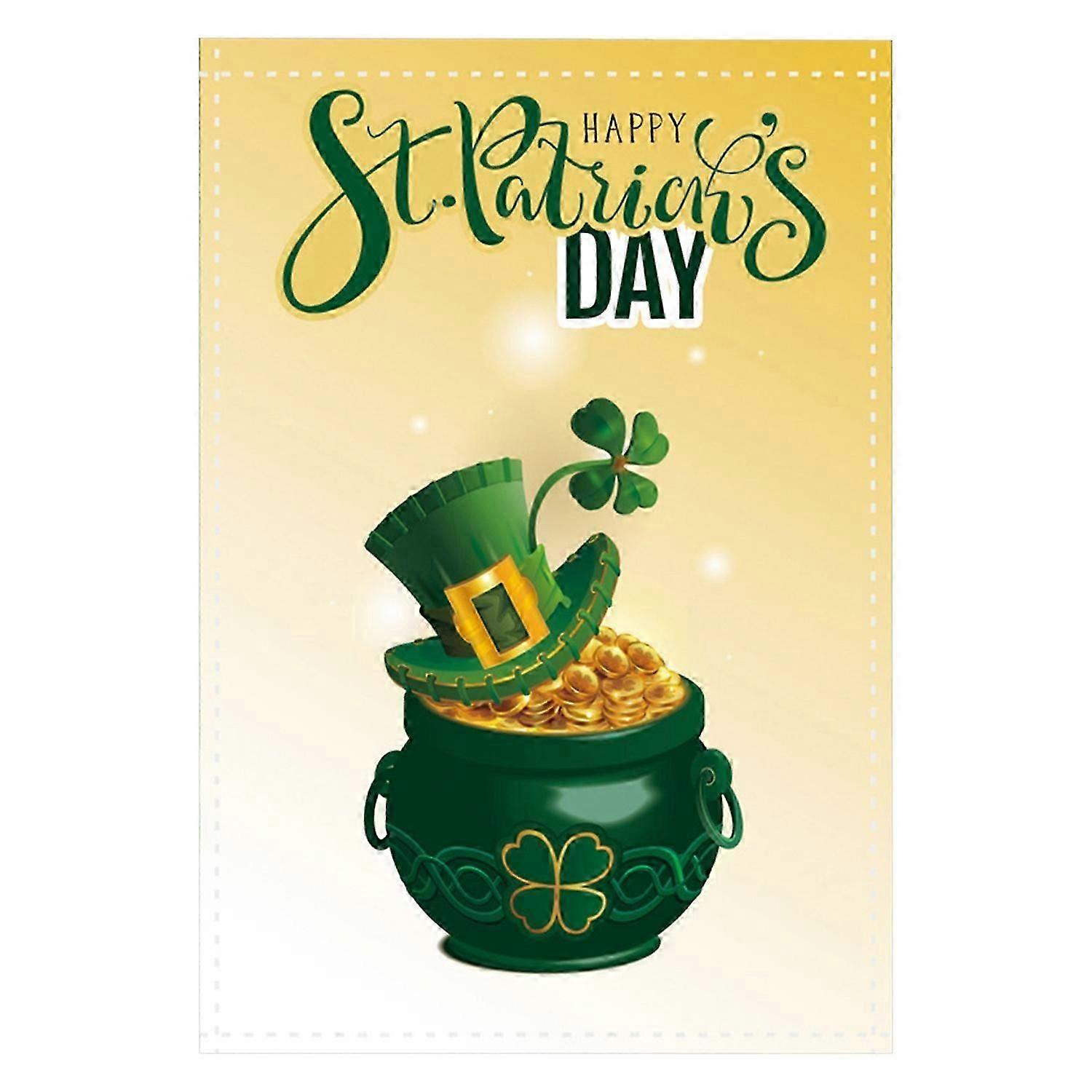 2025 Latest Model St. Patrick Day Garden Flag Double-Sided Shamrocks Print Banner Festive