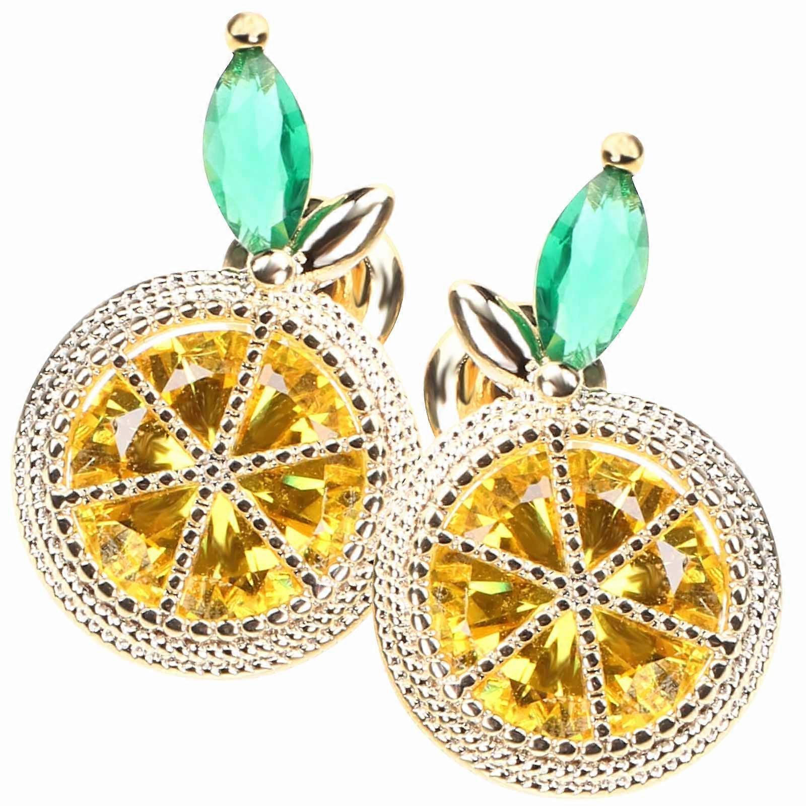 Lemon Slice Earrings 1Pair Yellow Copper Ear Decorations for Decoration