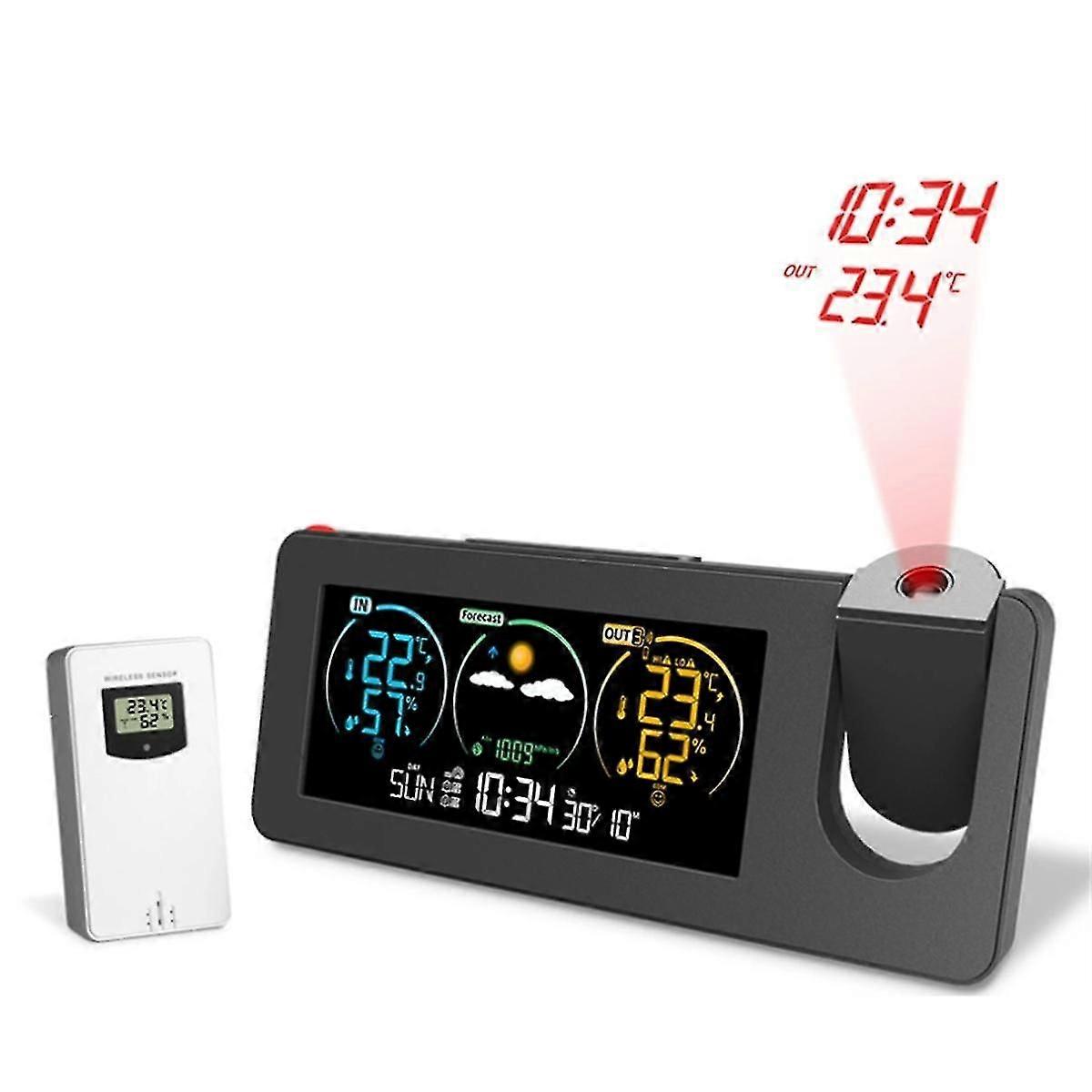 ZX3538 New Electronic Projection Clock Weather Station Weather Forecast Temperature and Humidity Di