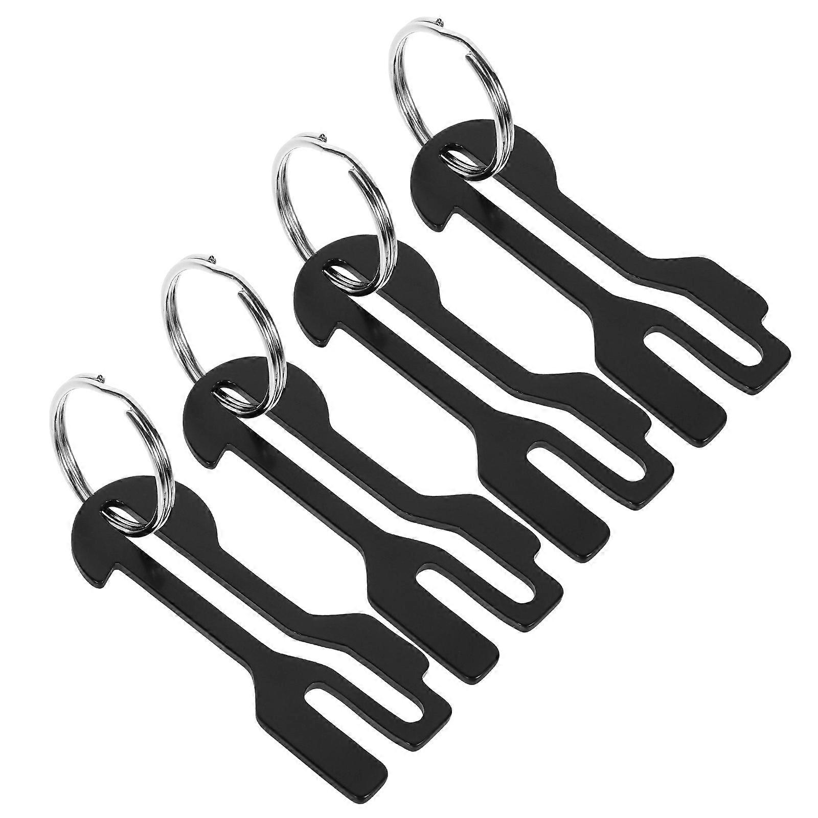 Stainless Steel Shopping Trolley Token Trolley Key Ring Personal Use 8.00X2.30X0.20CM Black Compact 4Set