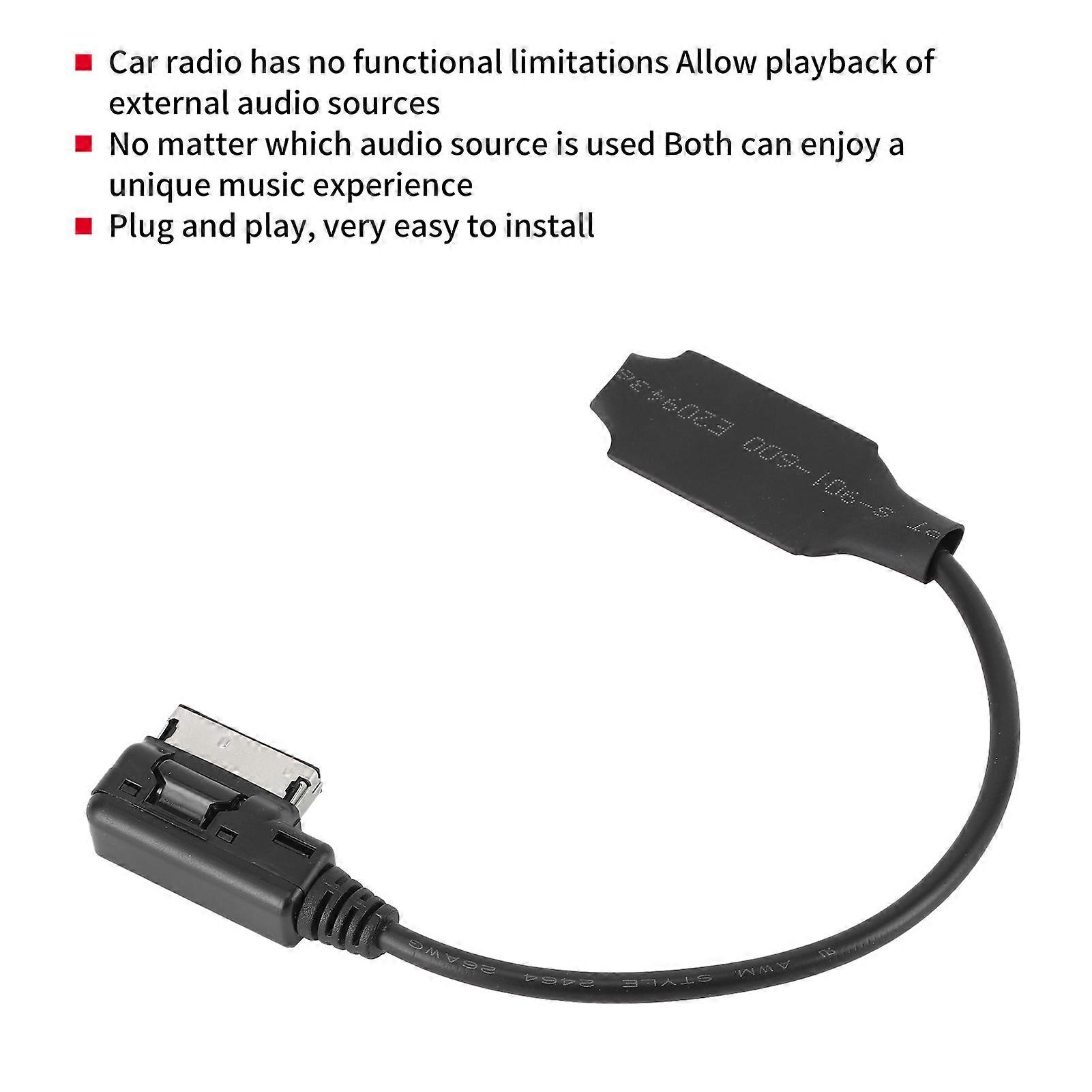 Bluetooth Music Stream Adapter Cable Media AUX o Port Plug and Play DC12V for AMI MMI 3G Interface