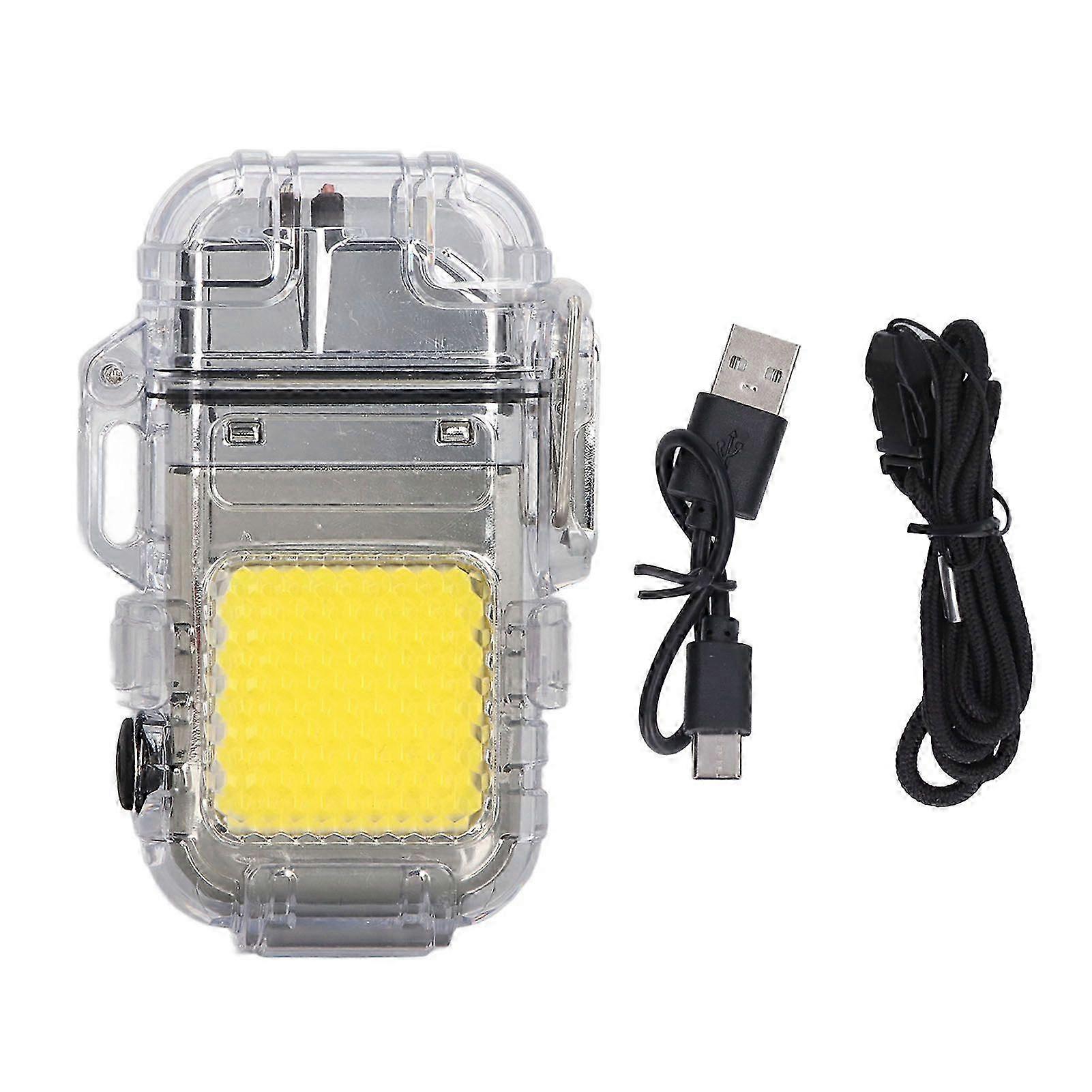 Portable Multifunctional Dual Arc Lighter - Waterproof and Windproof LED Silver
