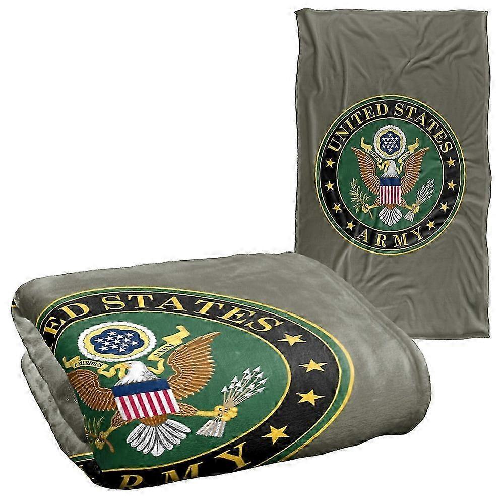 Super Soft Sherpa Back Throw Blanket with Eagle Symbol for U.S. Army
