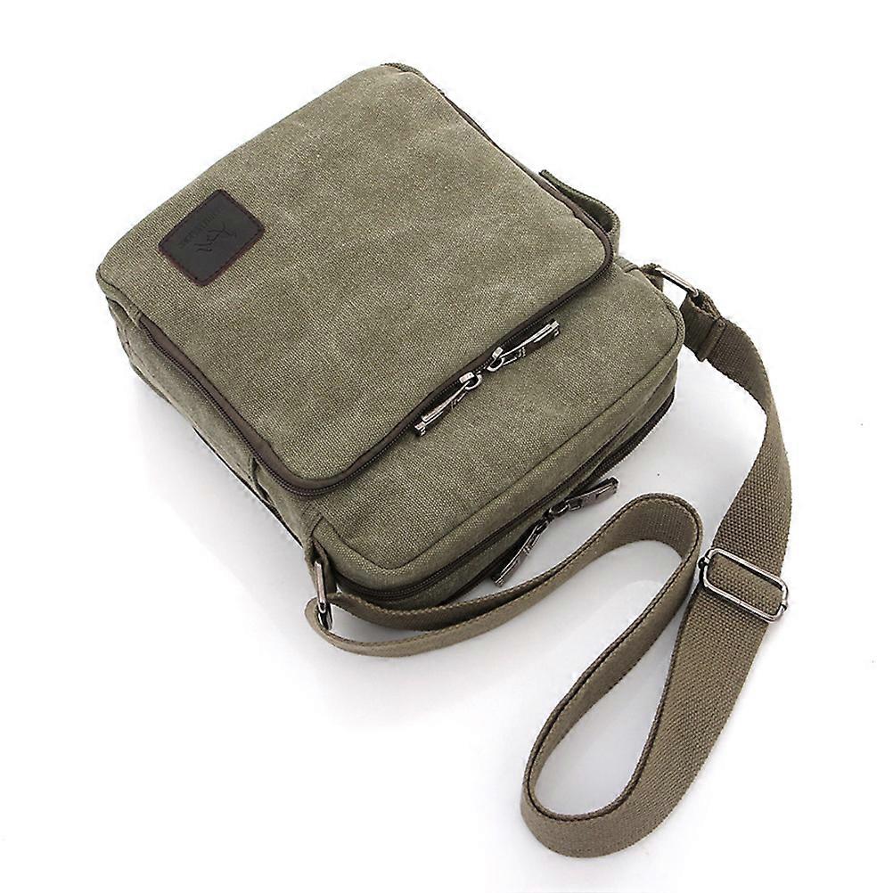 Canvas Bag for Men Mens Messenger Bag for Daily Rectangular Shape Olive Green 20 x 11 x 23 Cm Storage 1Pcs