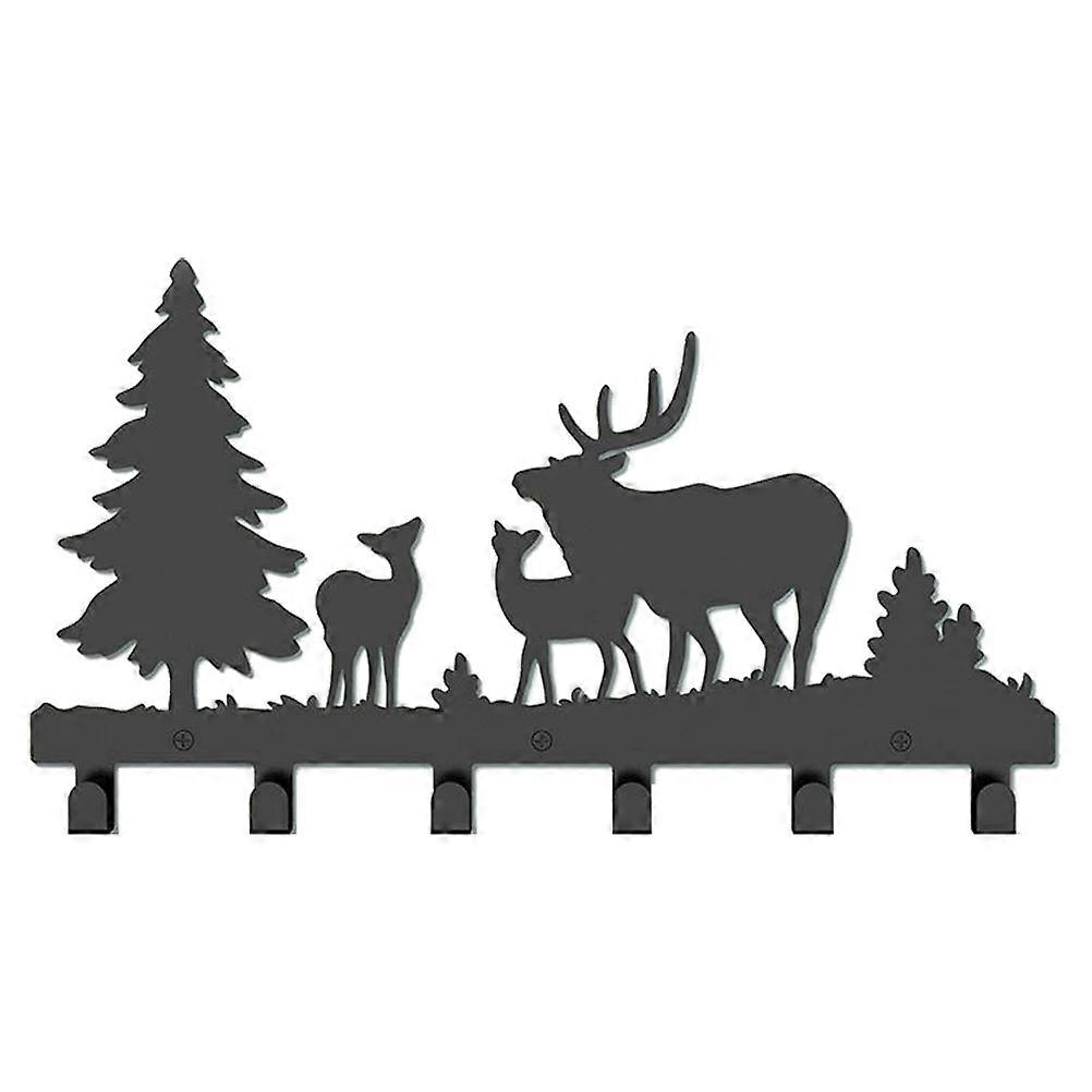 Multi-Functional Hook Coat Door Hanger Deer and Trees Art Key Hanging Decoration Indoor Decoration 1Pc