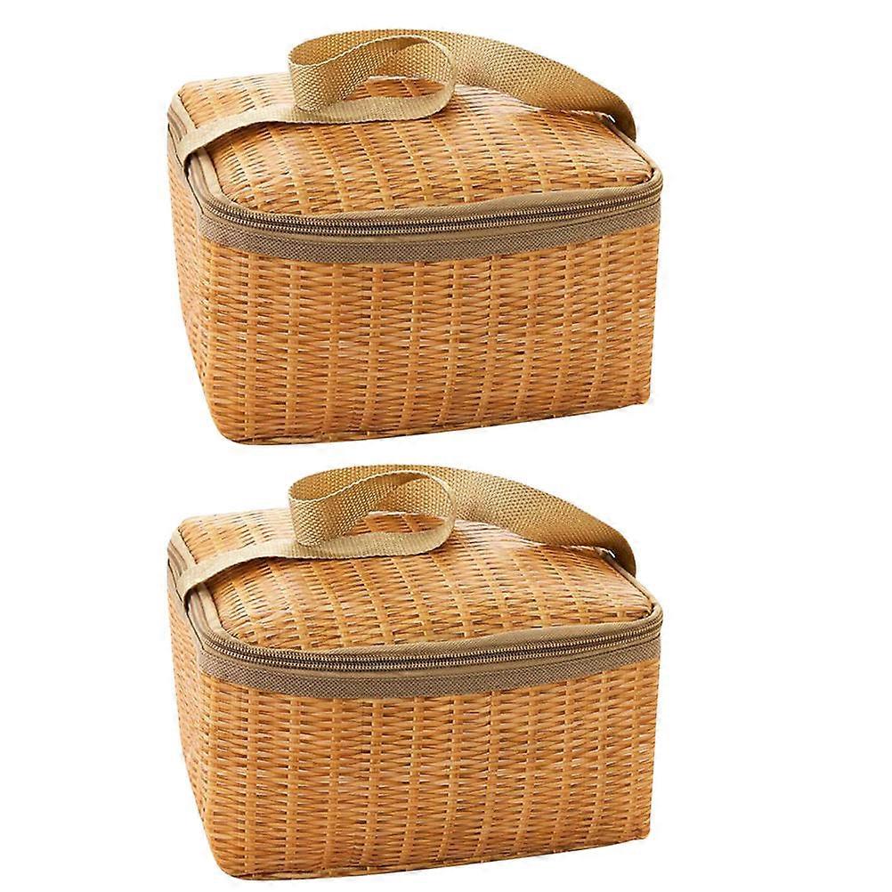 Insulated Lunch Box Bag Constant Temperature Lunch Bag Rectangular Shape Waterproof For Travel 2Set