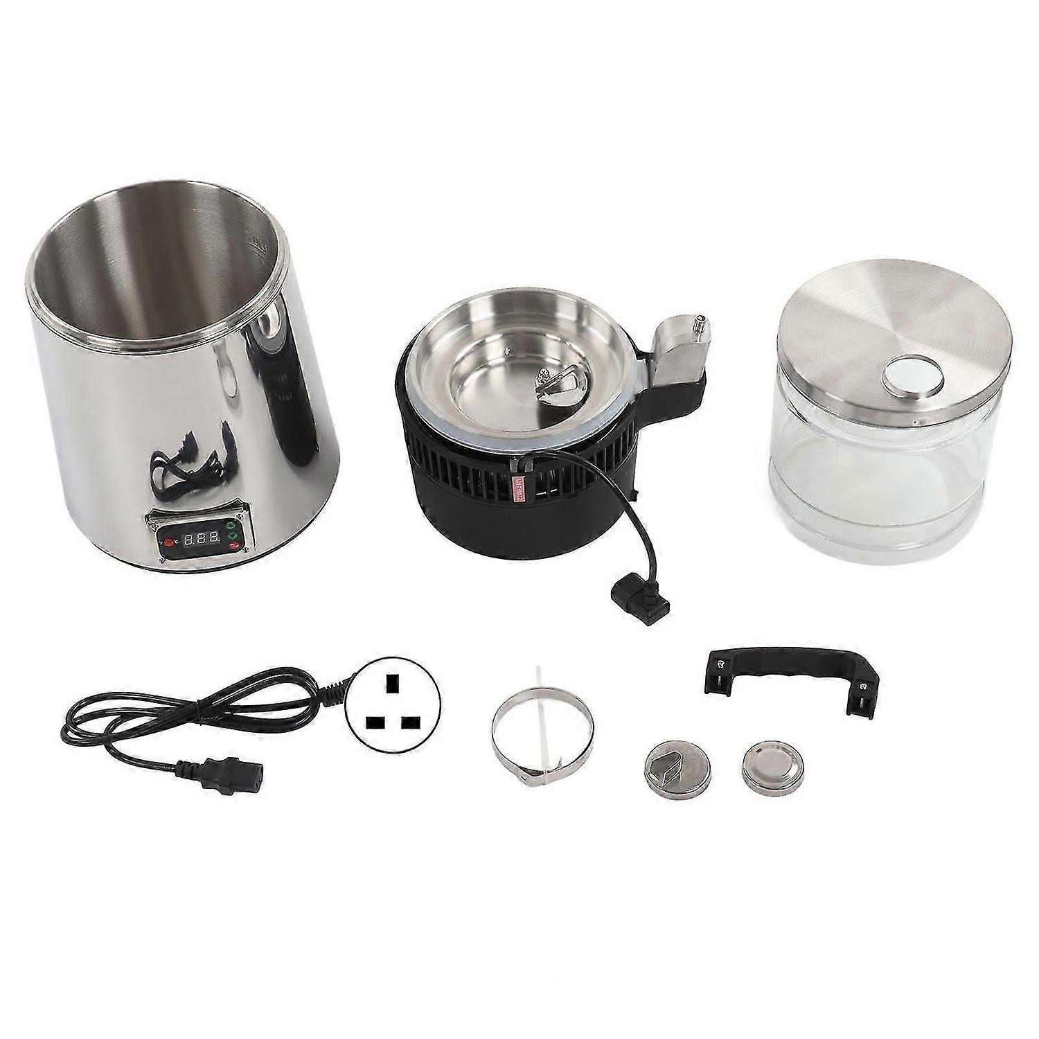 4L Water Distiller 750W Glass Bucket 304 Stainless Steel Distilled Water Machine with Double Button for Home Use Plug 220V