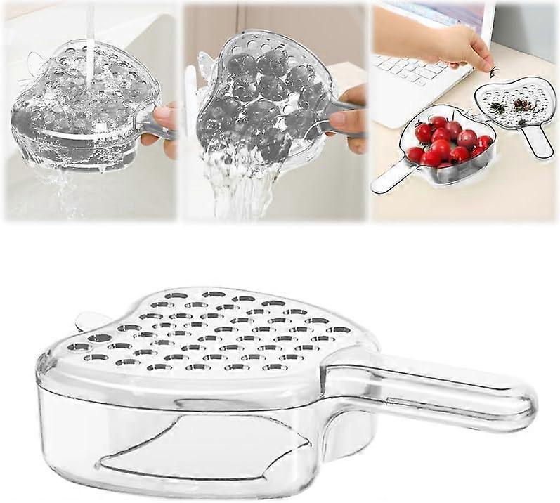 Multifunctional Fruit and Vegetable Washing Bowl with Lid, Fruit Drainer Container with Handle, 2 In 1 Drainer Clear