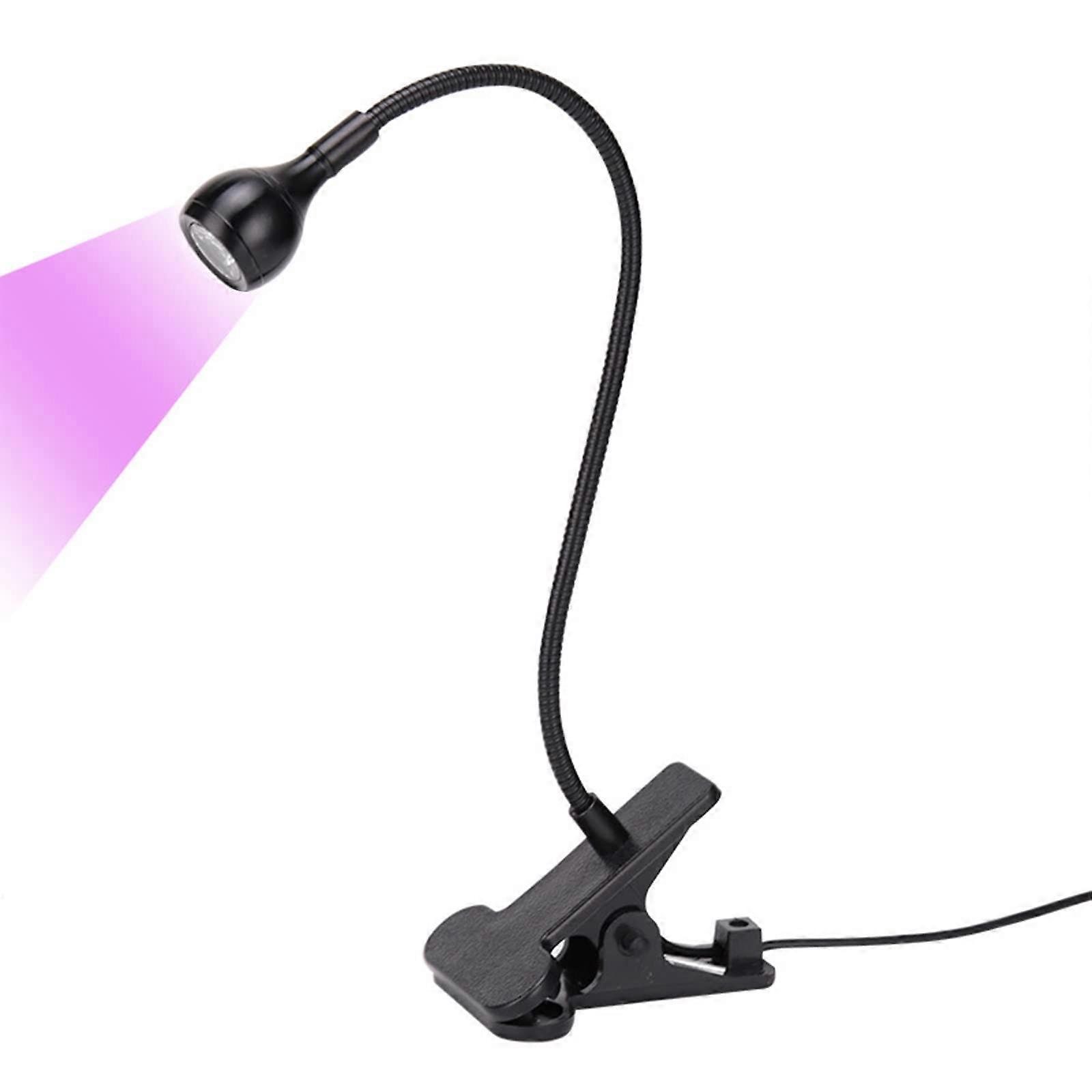 3W UV Glue Lamp with Gooseneck and Clip, USB Powered UV Lamp for Nail Gel Curing and Phone Screen Repair