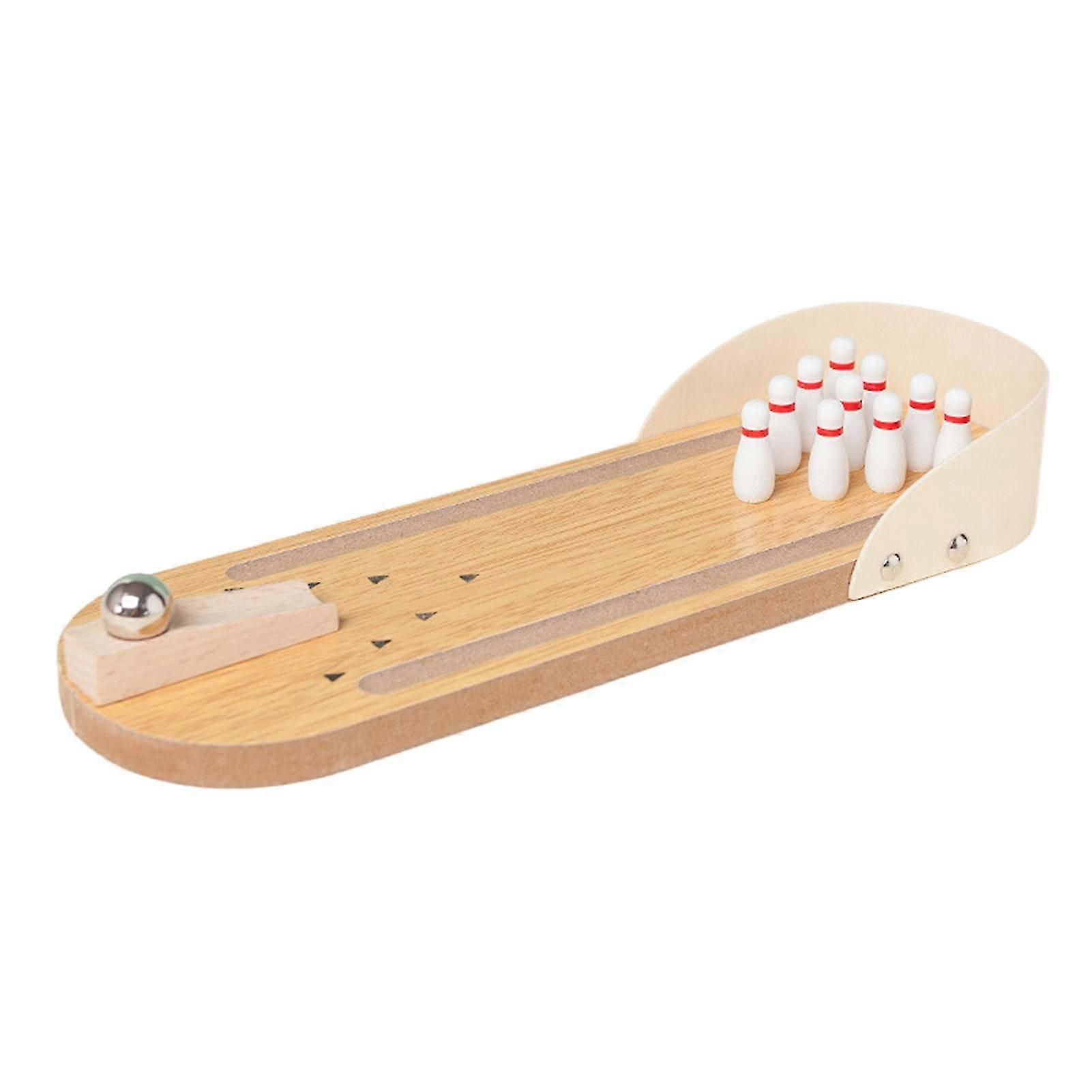 1 Set Tabletop Mini Bowling Game Set Novelty & Interesting Mini Desktop Wooden Bowling Rolling Game Parent-child Interactive Indoor Sports Leisure Toy