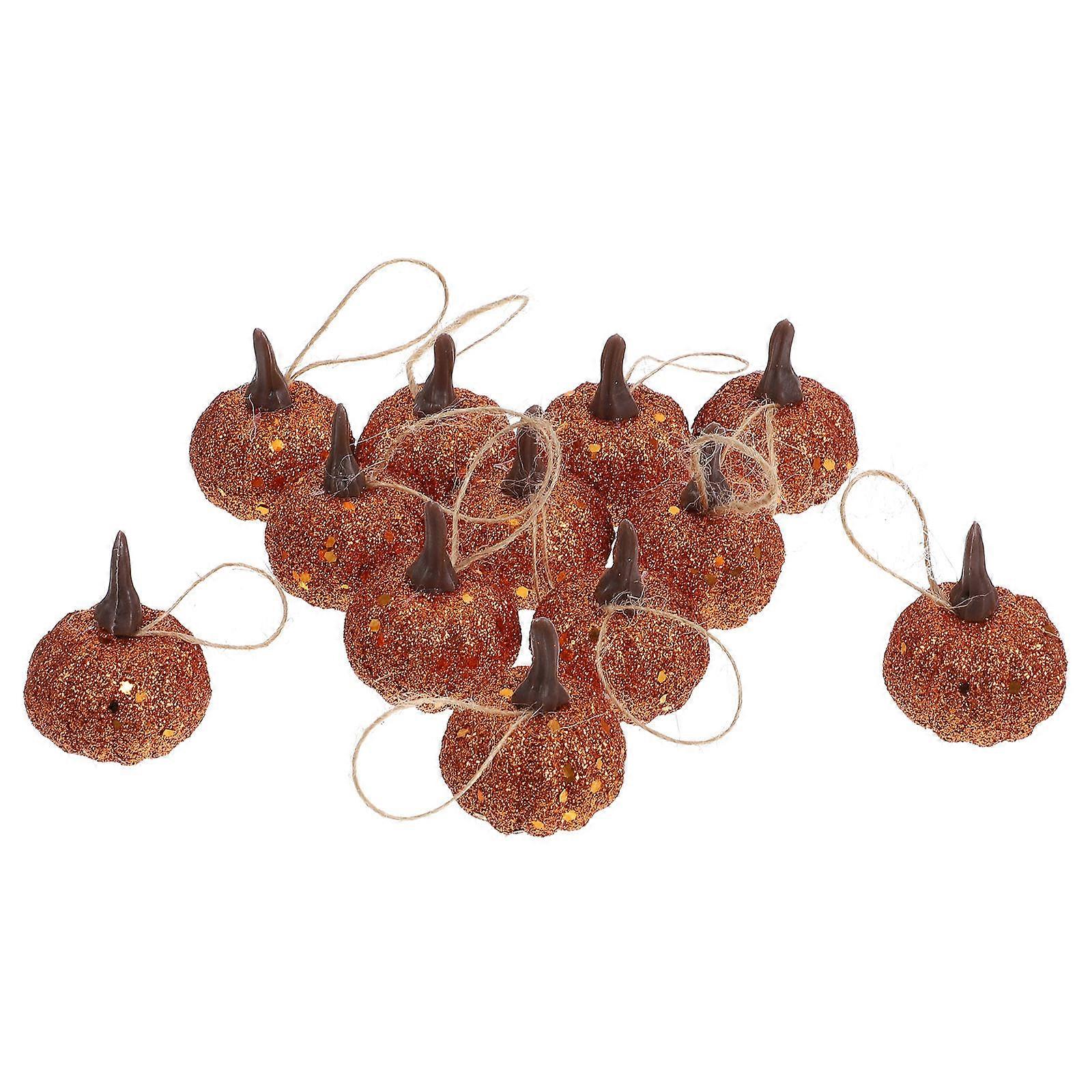 Halloween Mini Foam Pumpkins with Sparkly Glitter – Lightweight Artificial Pumpkin Decorations for Hanging on Doors, Windows & Walls – Perfect for