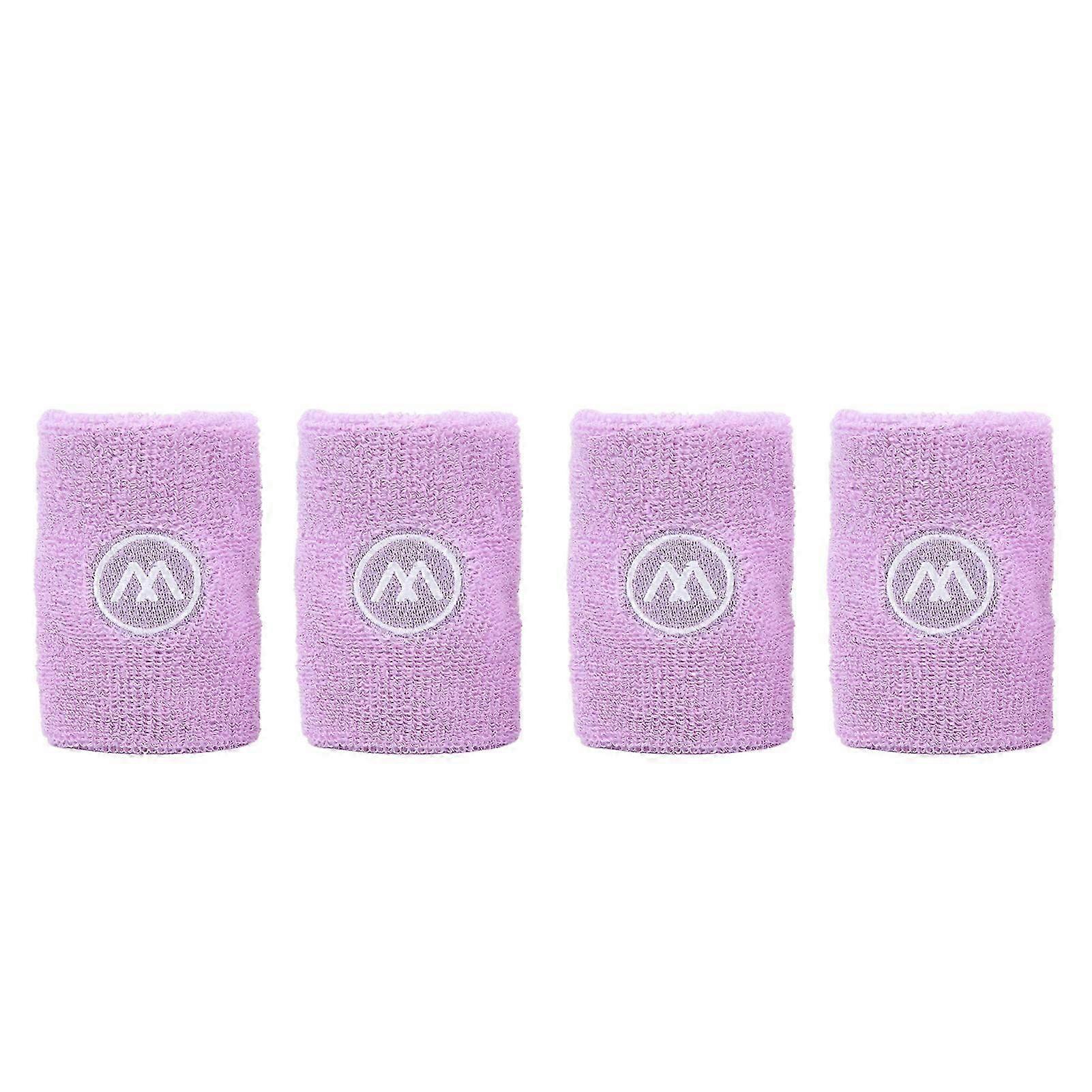 2 Pair Wrist Sweatbands Sports Basketball Sweat Absorbing Wristband Polyester Cotton Athletic Sweatband for Men Women Purple