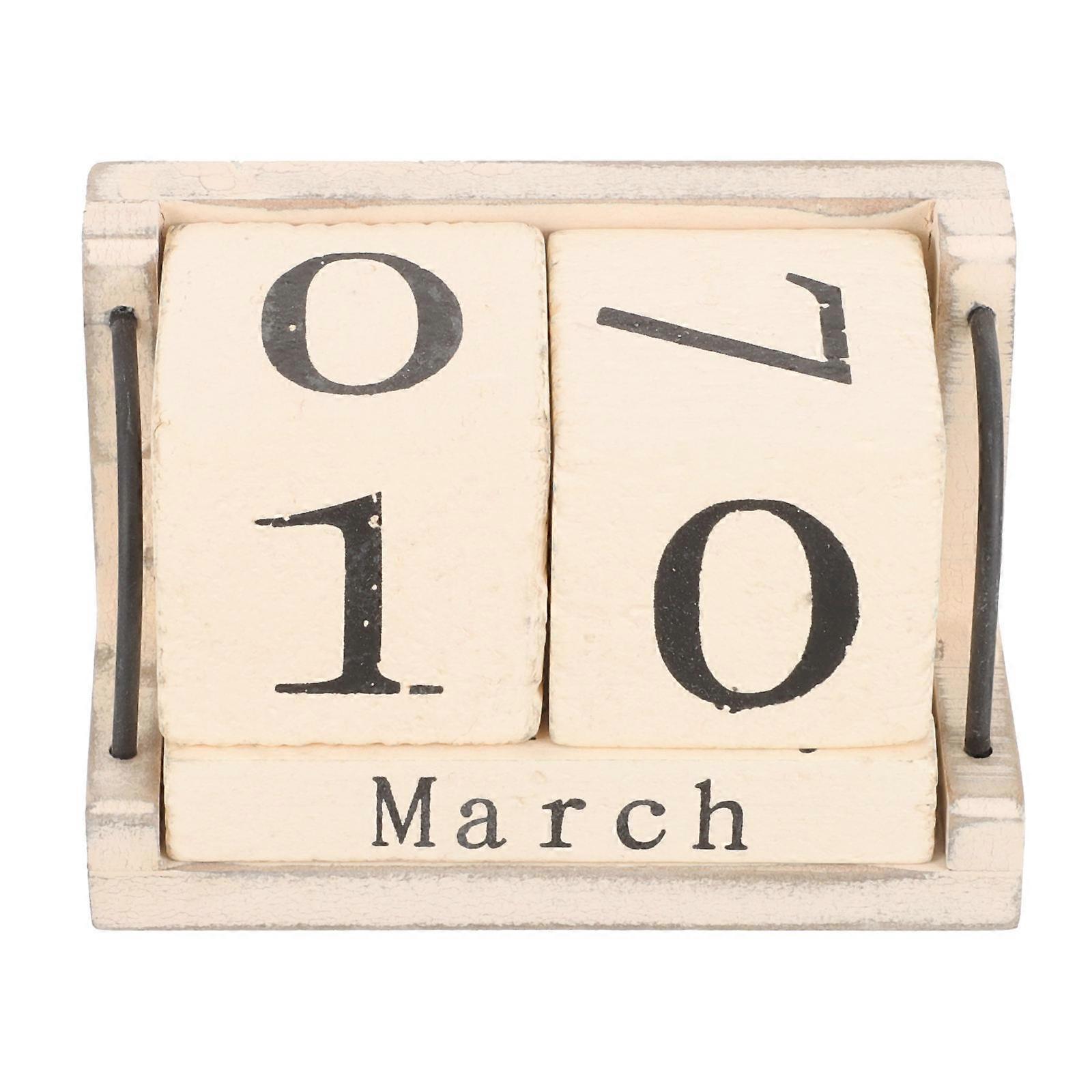 Wood Countdown Calendar Decorative Yearly Reusable Desktop Decoration 11x7x5.5CM 1Set