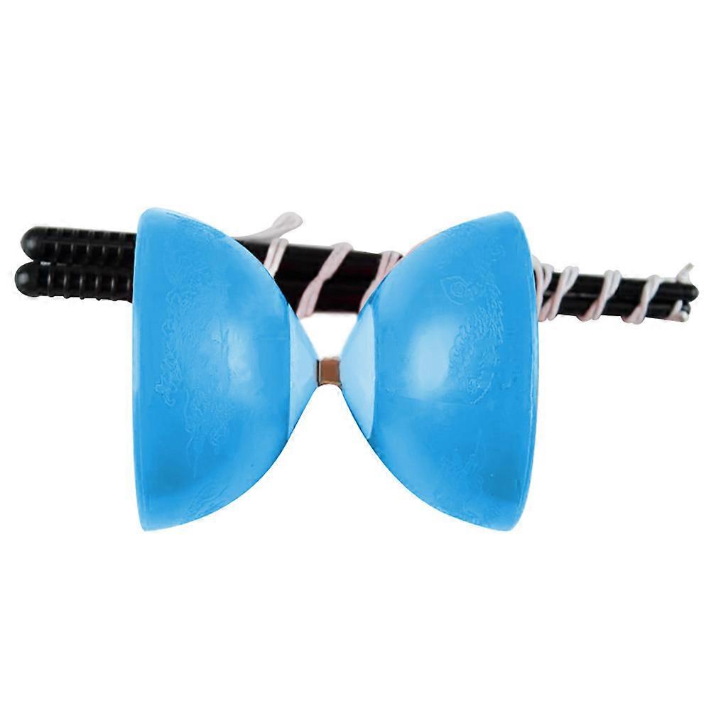 Plastic Soft Double Sound Bowl Diabolo Set Chinese Yoyo with Sticks String(Blue)