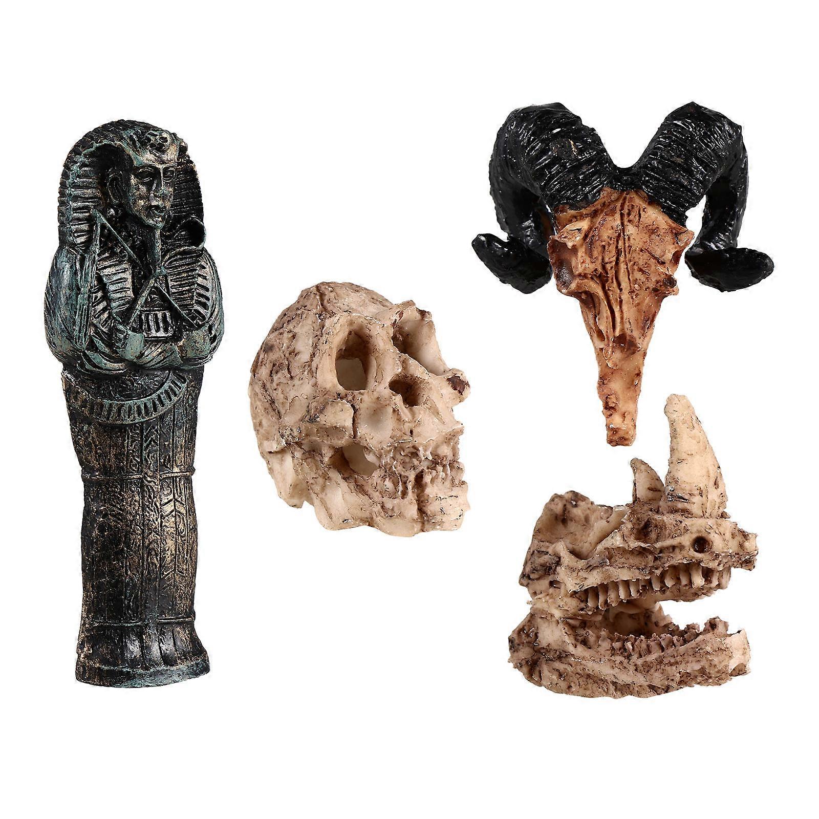 Miniature Ornaments Resin Craft Decor Spider Breeding Box Skull 7.08x5.9x3.93 Inch 4Pcs