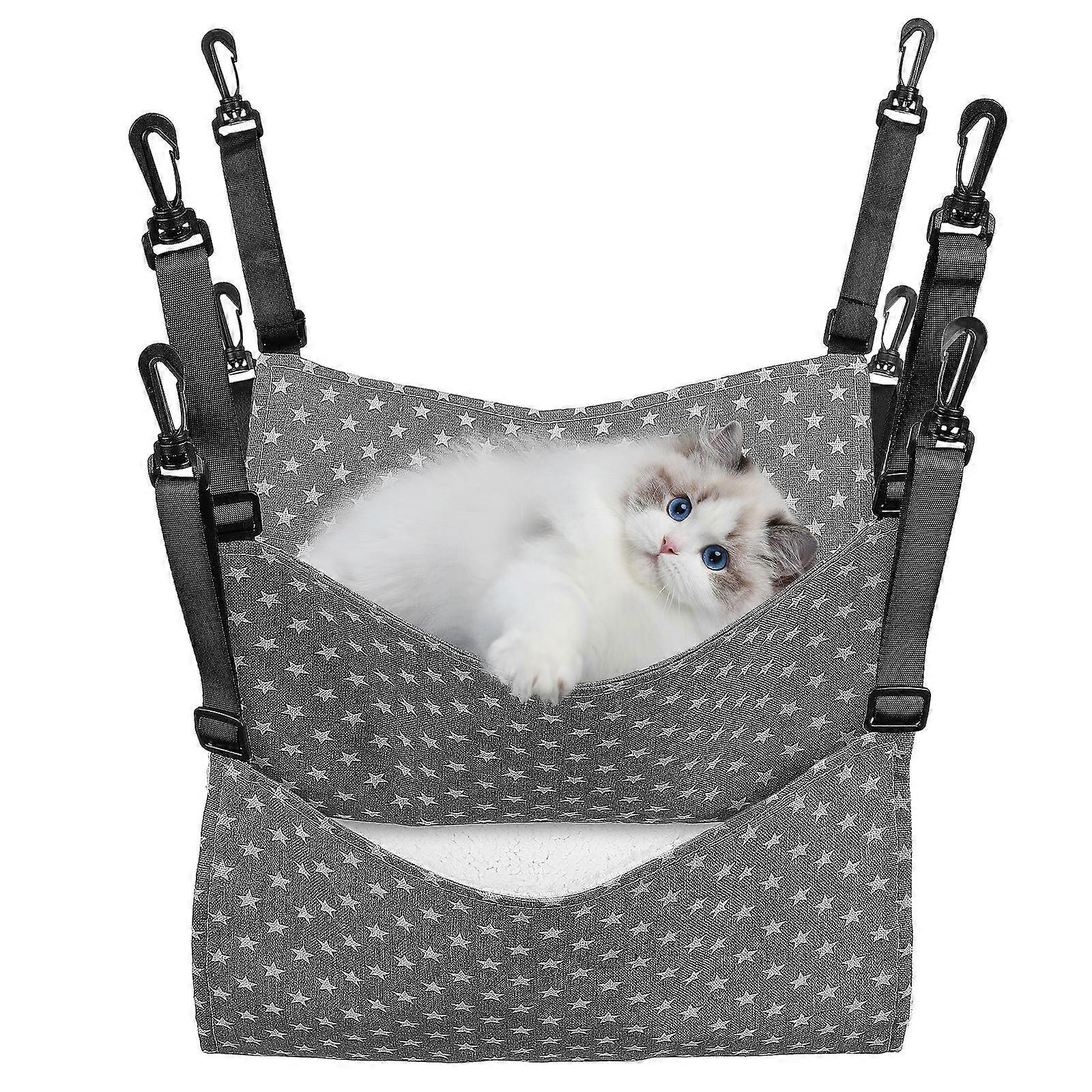 Cat Hammock Hanging Bed for Indoor Cats 2Pcs Adjustable Pet Cage Hammock