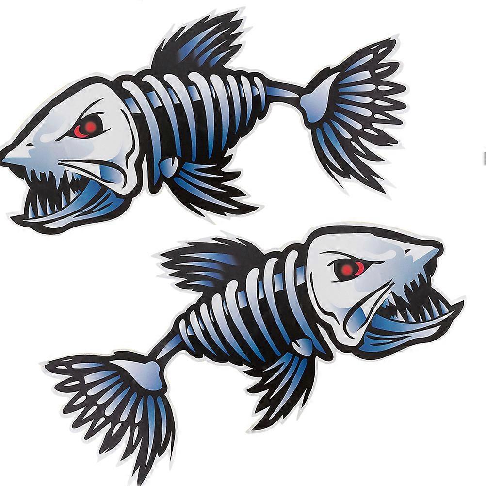 Fishing Decals Boat Kayak Accessory Fish Bone Shape Chic Design Wall Car Accessories 12.20x6.30x0.04 Inch Easy to Apply and Remove 2Pcs