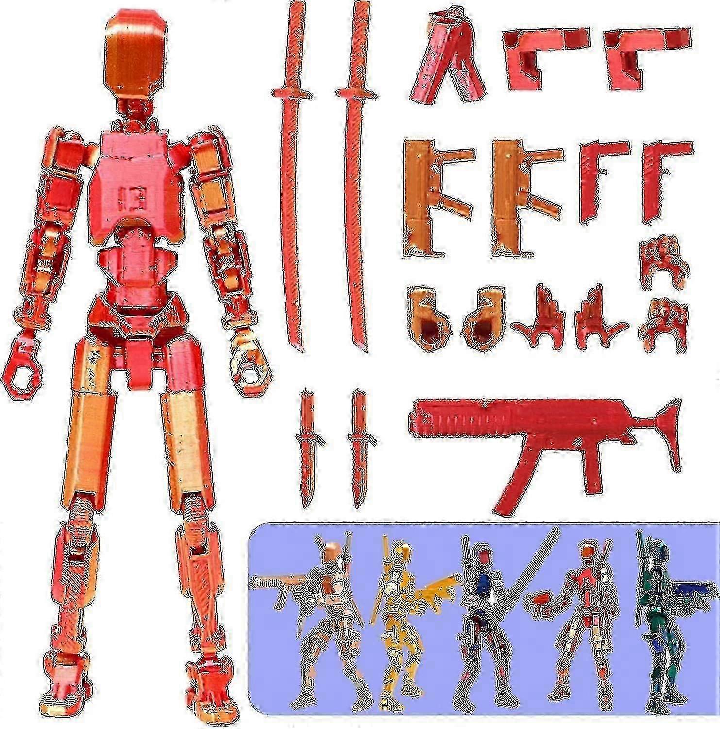 T13 actionfigur, multi-leddelt 3D-printet actionfigur
