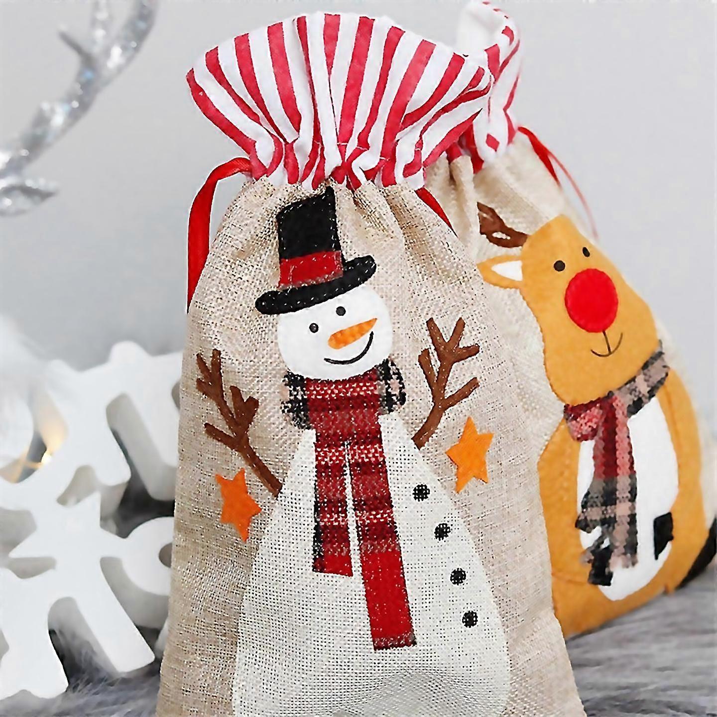 For Christmas Candy Bag With Draw String Gift Bags Xmas Burlap