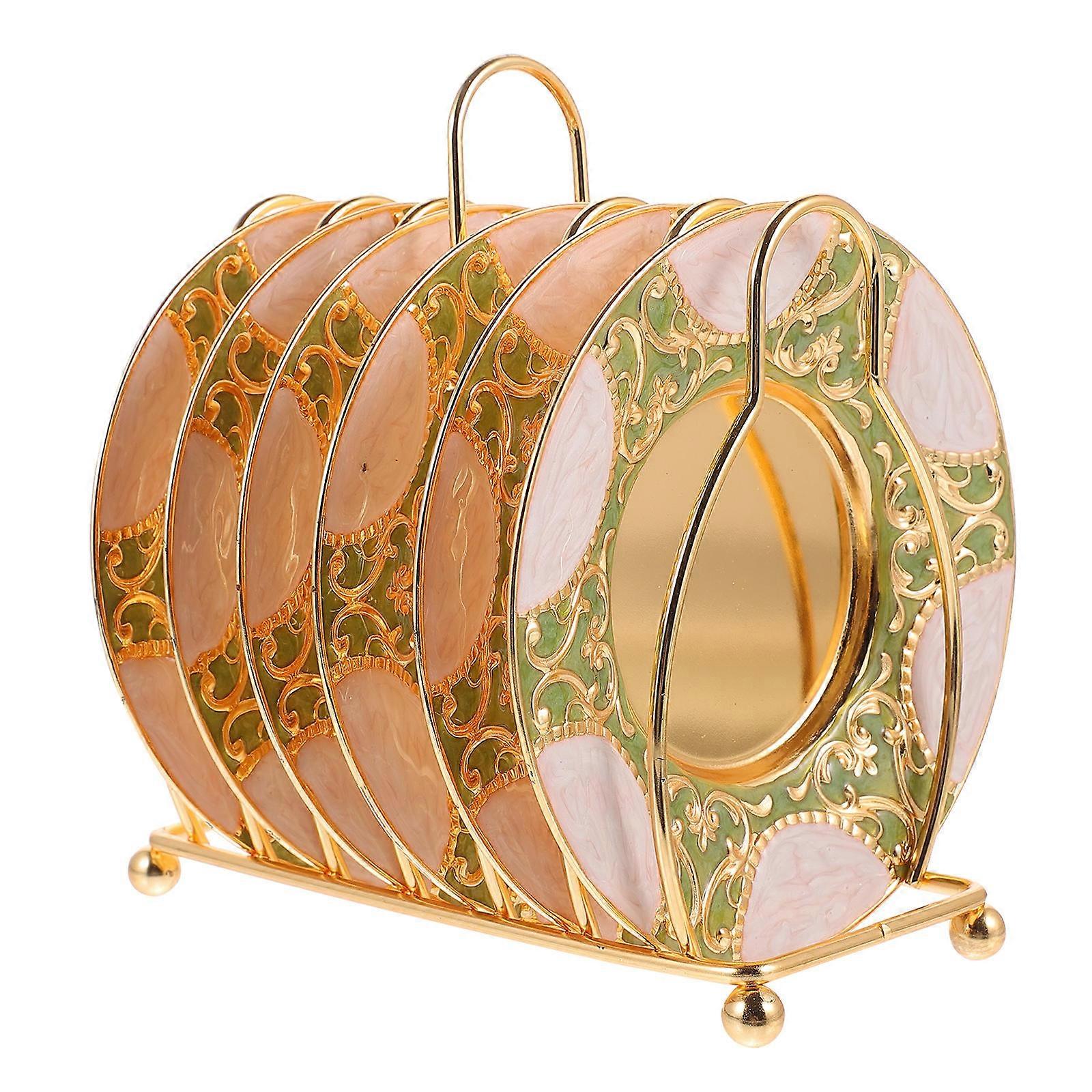 Creative Cup Holders Zinc Alloy Saucers With Bracket Retro Design For Afternoon Tea Party 1 Set