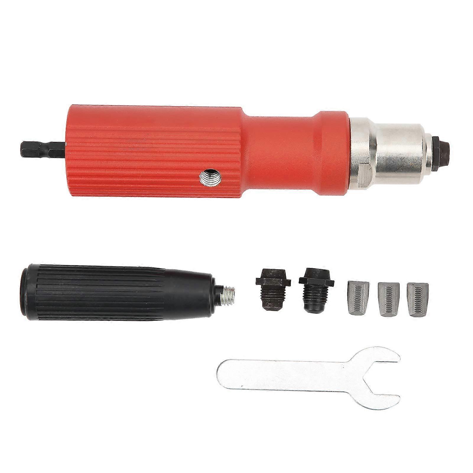 Riveting Gun Adapter Kit, Electric Riveting Gun Adapter Set, Carbide Handle and Wrench, Hardware Hand Tools, Red