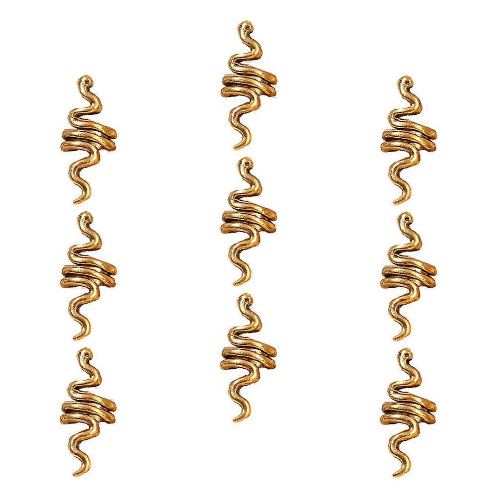 9pcs Snake Design Dreadlock Beads Hair Beard Cuffs Accessory