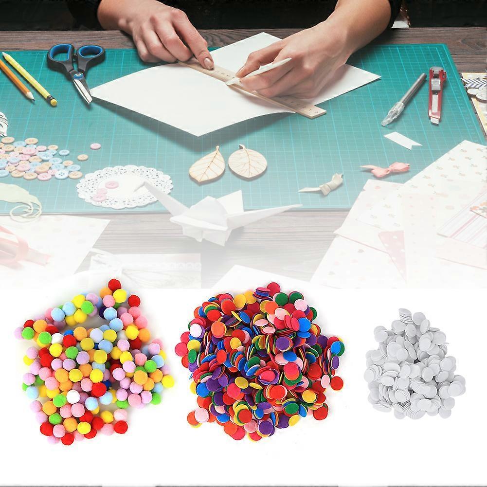 Non Woven fabric Patch Fluffy Pompoms Plush Ball Set Mixing Color DIY Crafts Tool(Combination Type )