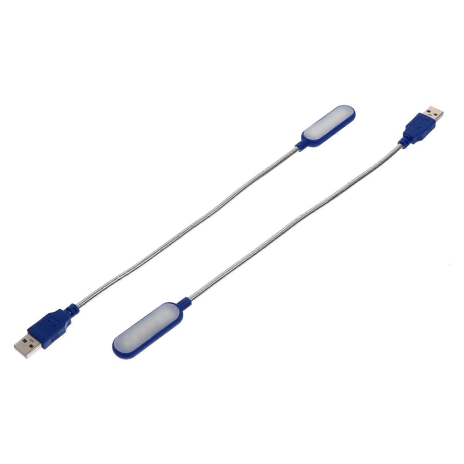 Creative Laptop Lamp 2Pcs Blue Metal Hose Battery-Free USB Power for Decor