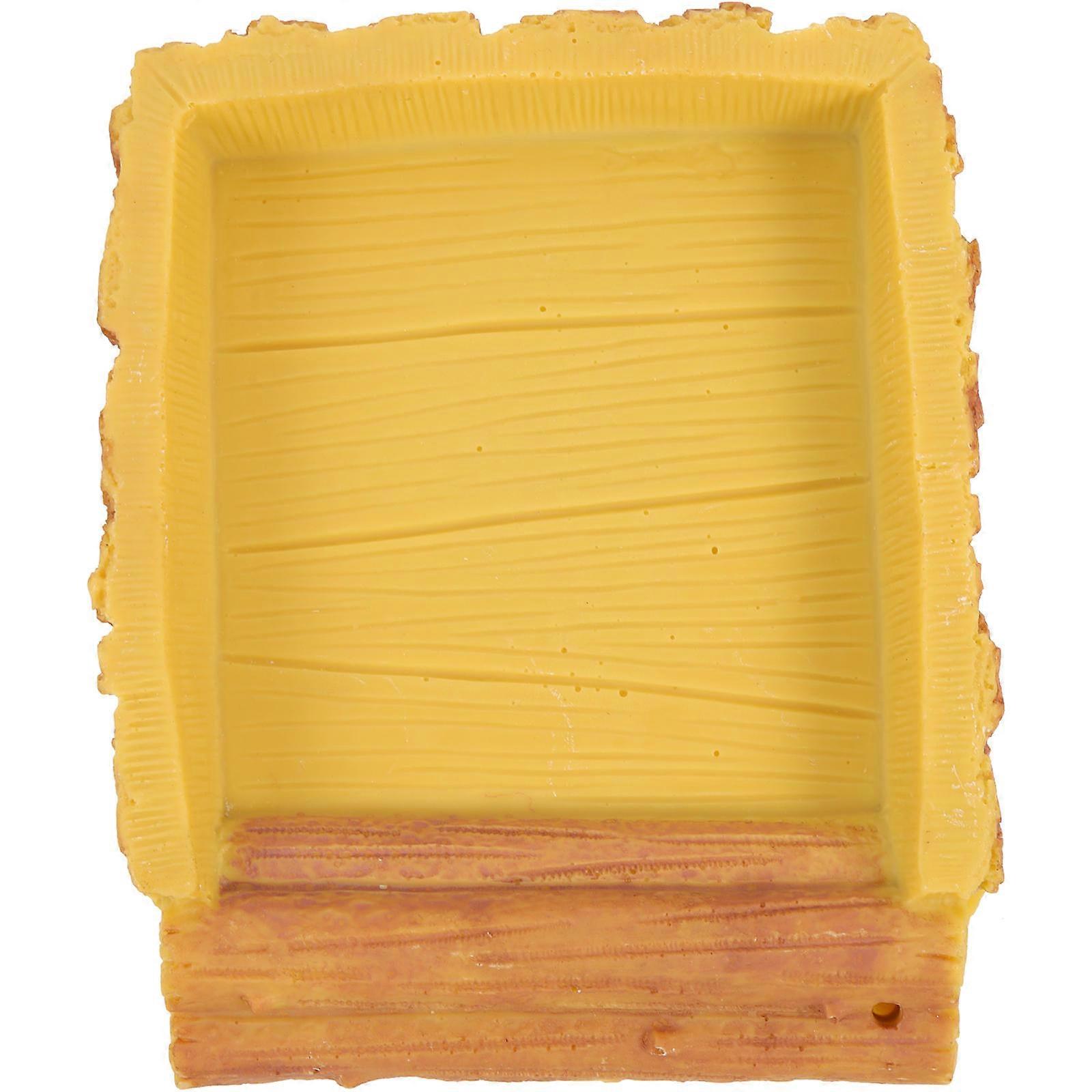 Durable Reptile Water Bowl & Feeding Dish for Terrariums – Easy to & Water Container for Lizards, Snakes and Turtles – Yellow Wood Grain Design