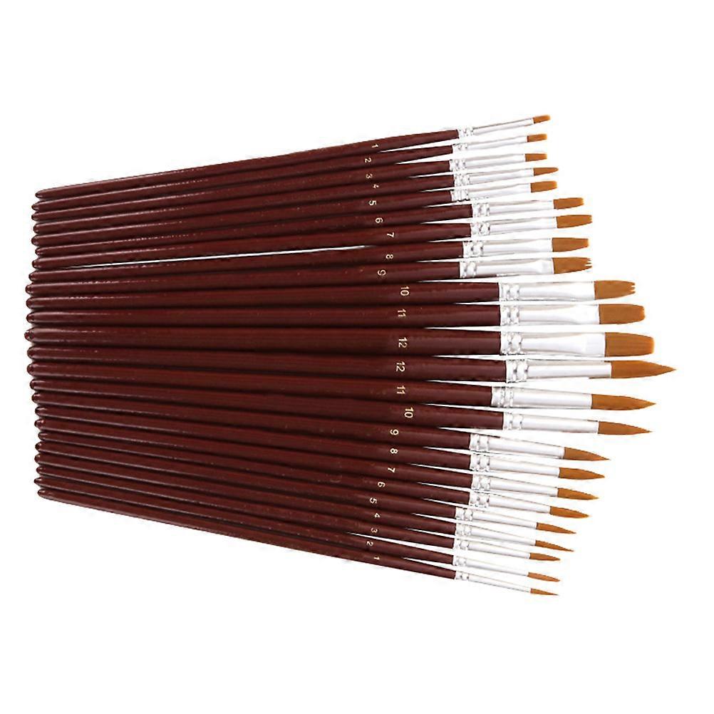 24 Piece Watercolor Paint Brush Set with Long Handles and Durable Bristles for Oil and Watercolor Art