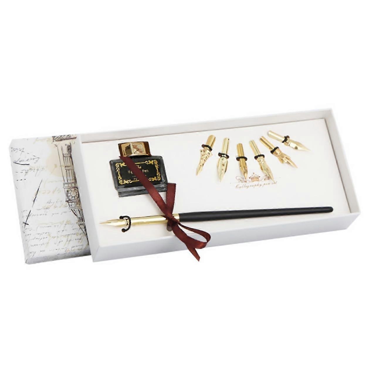 1 Set Vintage Dip Pen Parts Classic Writing Nib with Interchangeable for Students and Calligraphy Beginners Elegant Gold