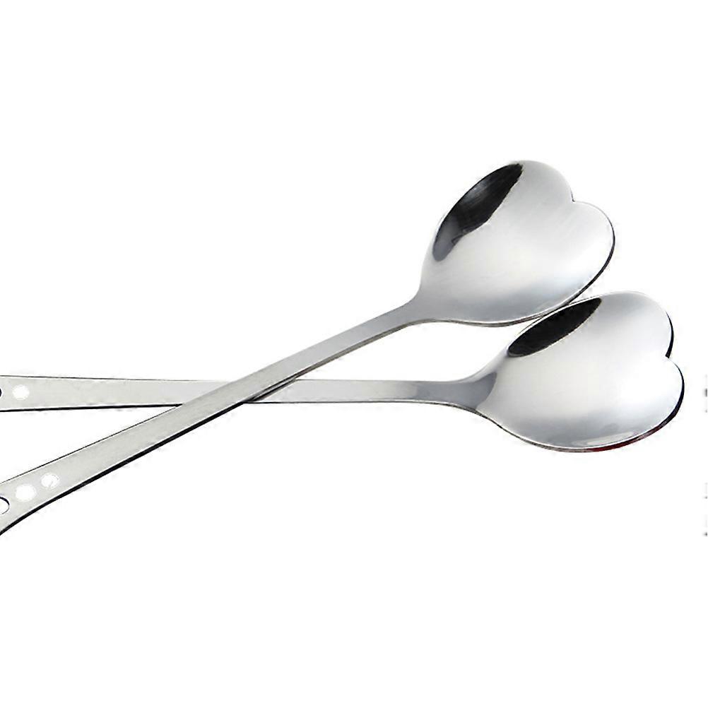 Scoop Stirring Heart Design Metal Spoon Set Modern Use In Office Home 5Pcs
