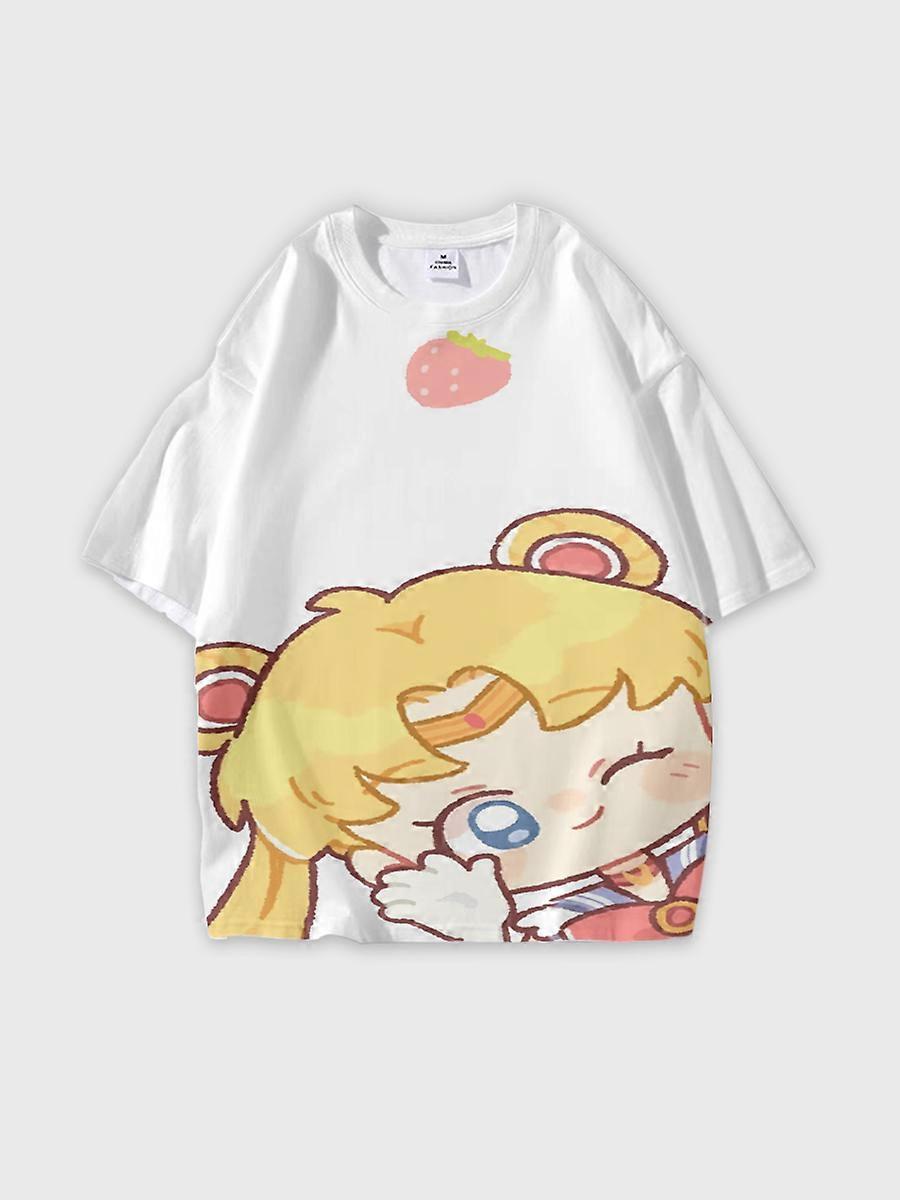 T-shirt round neck Role Pattern loose short sleeve D3194