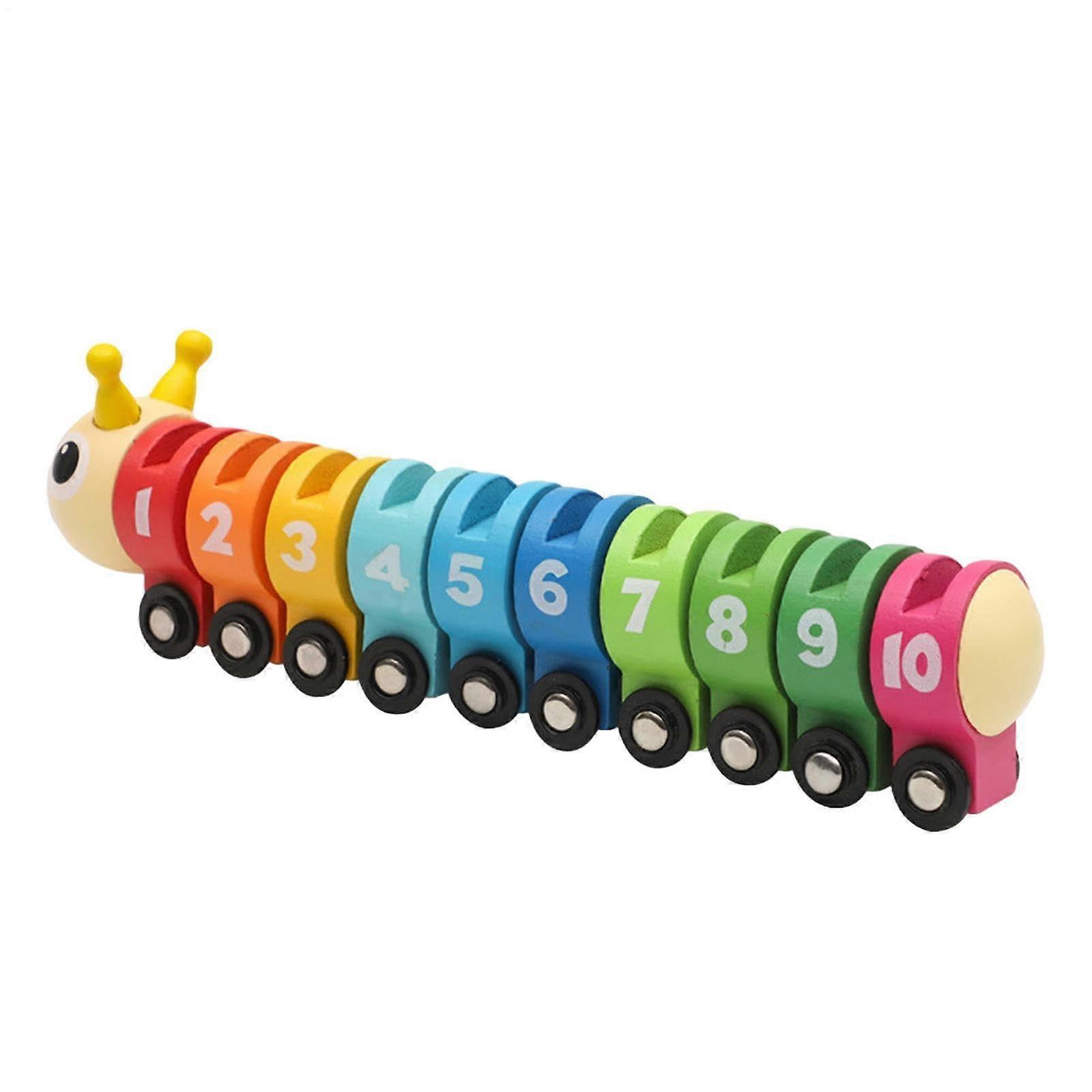 Wooden Caterpillar Counting Toy for Kids, Math Learning Tool, Color Recognition Game, Cognitive Educational Toy