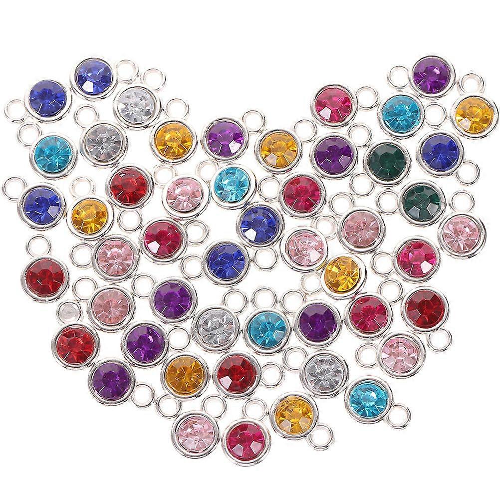 Assorted Color Gemstone Pendants 60Pcs Ideal For Necklace Bracelet Making 1.2X0.8cm DIY Crafting Projects