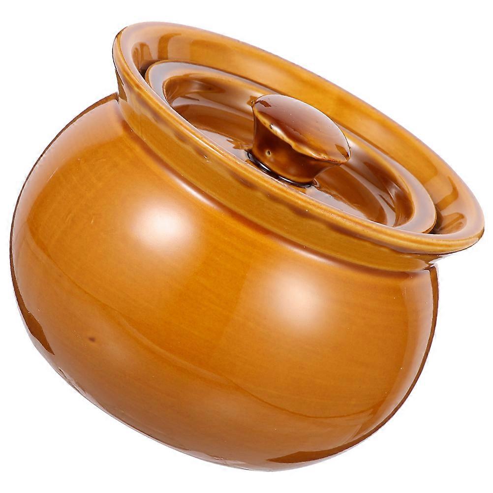 Ceramic Soup Pot for Kitchen Use Orange Color Suitable for Home and Restaurant 7.8 Inches