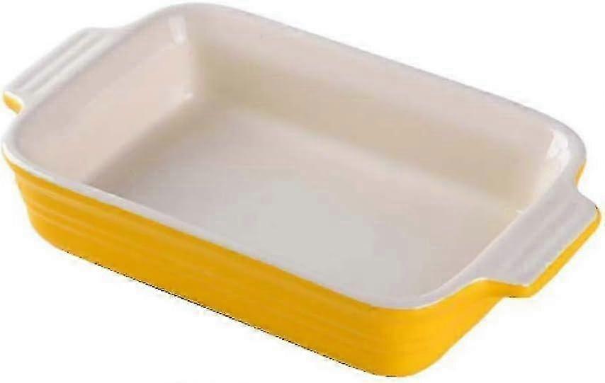 2025 Yellow Ceramic Rectangular Baking Pan with Handle for Oven - Individual Lasagna Casserole Dish