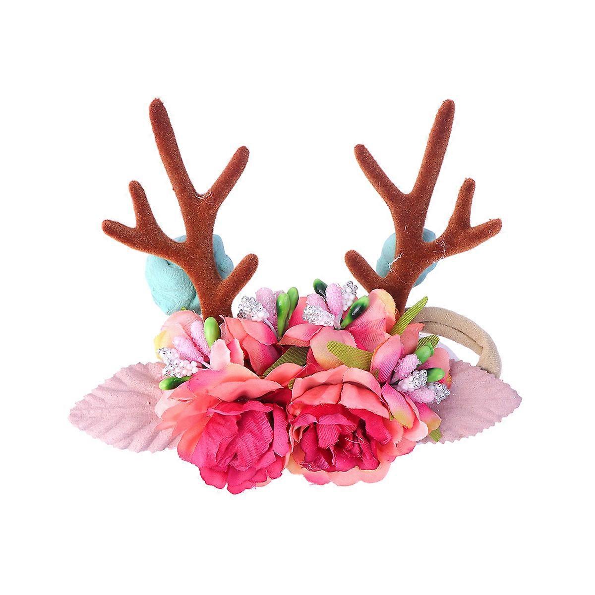 Infant Antler Headband Soft Elastic Fabric Daily Life Accessory Pink 1Pack