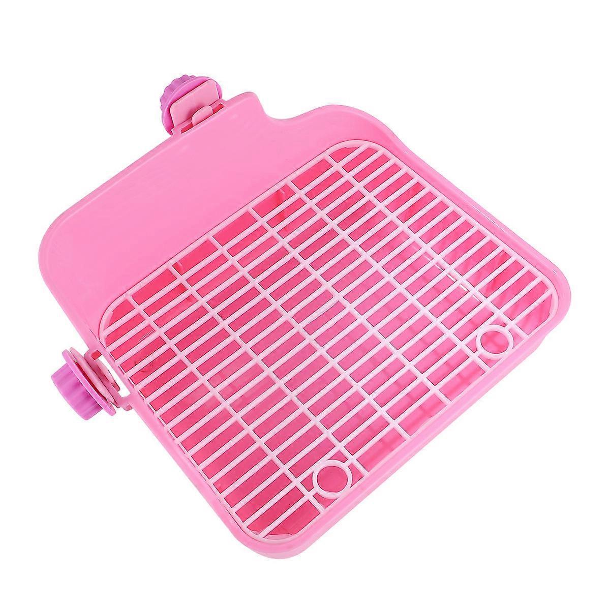 Pet Potty Trainer for Small Animals – Indoor Toilet for Hamsters, Rabbits, Guinea Pigs, and Ferrets – Wall Design to Contain Litter – Pink