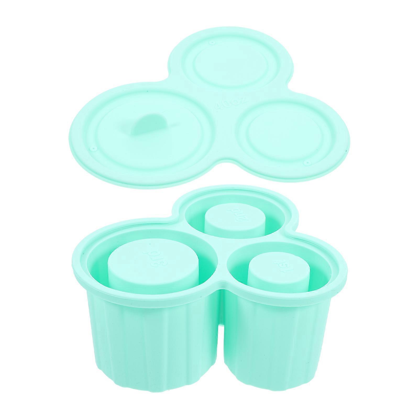 Silicone Ice Cube Tray For Families And Friends 3-Compartment Easy Release Green Recycling Ice Making 1Pack