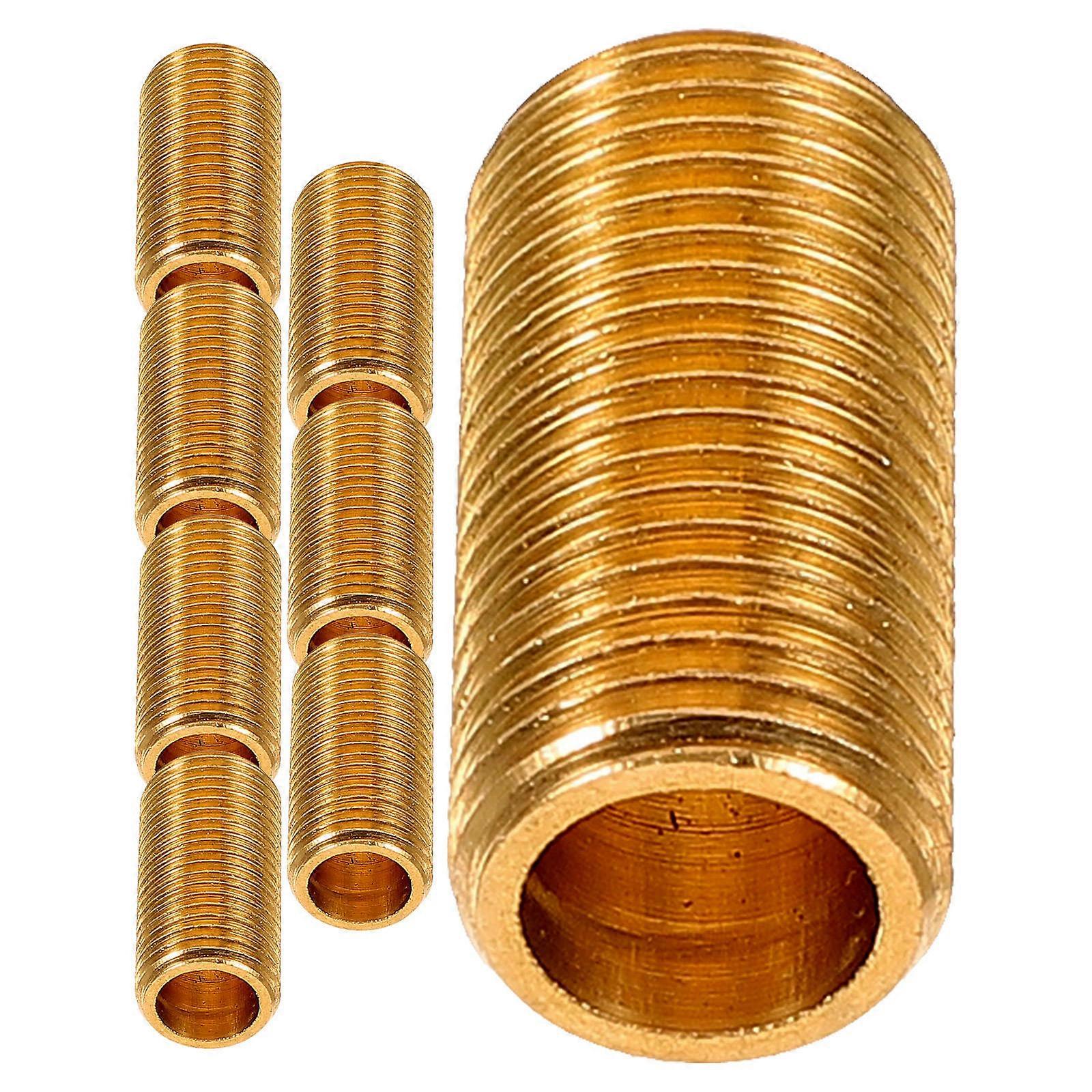 8pcs Threaded Brass Nipple Full Thread Hollow Connector for Lighting Fixtures Screw Bolt for Chandeliers Hardware Applications